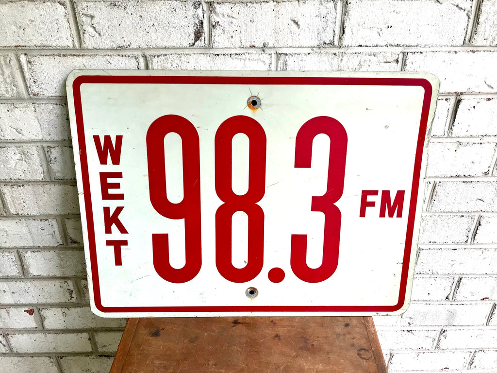 Vtg Radio Station Sign | 98.3 FM. Radio Station Sign | WEKT | Walter Taylor | Taylor Aviation | Taylor Winery