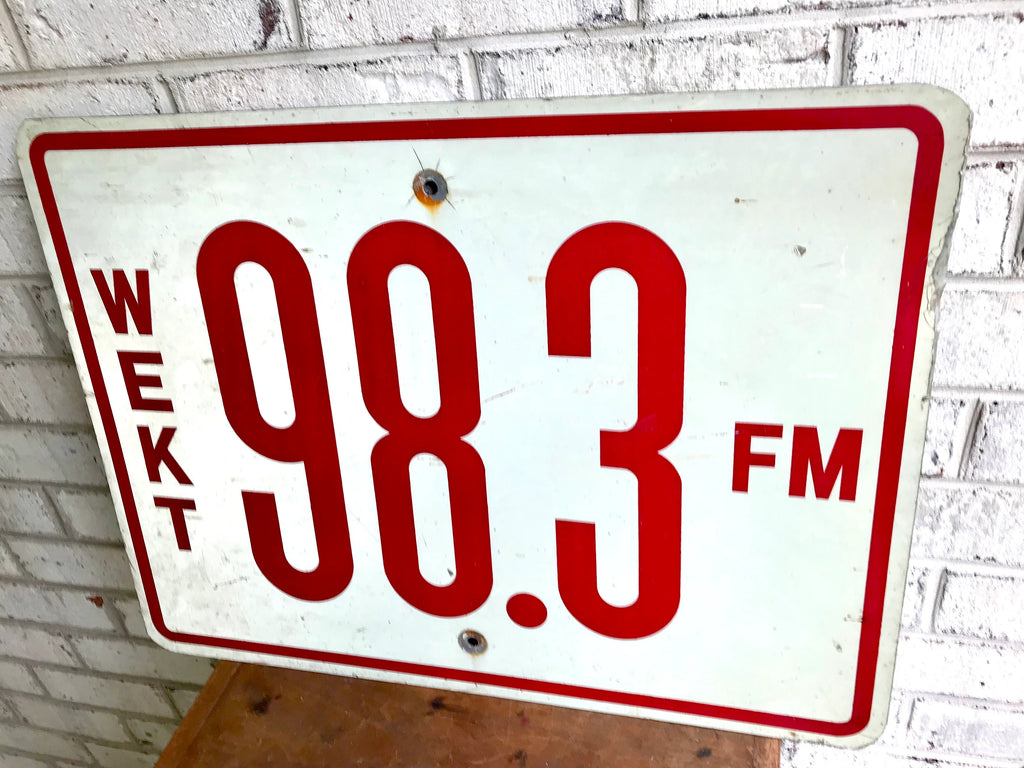 Vtg Radio Station Sign | 98.3 FM. Radio Station Sign | WEKT | Walter Taylor | Taylor Aviation | Taylor Winery