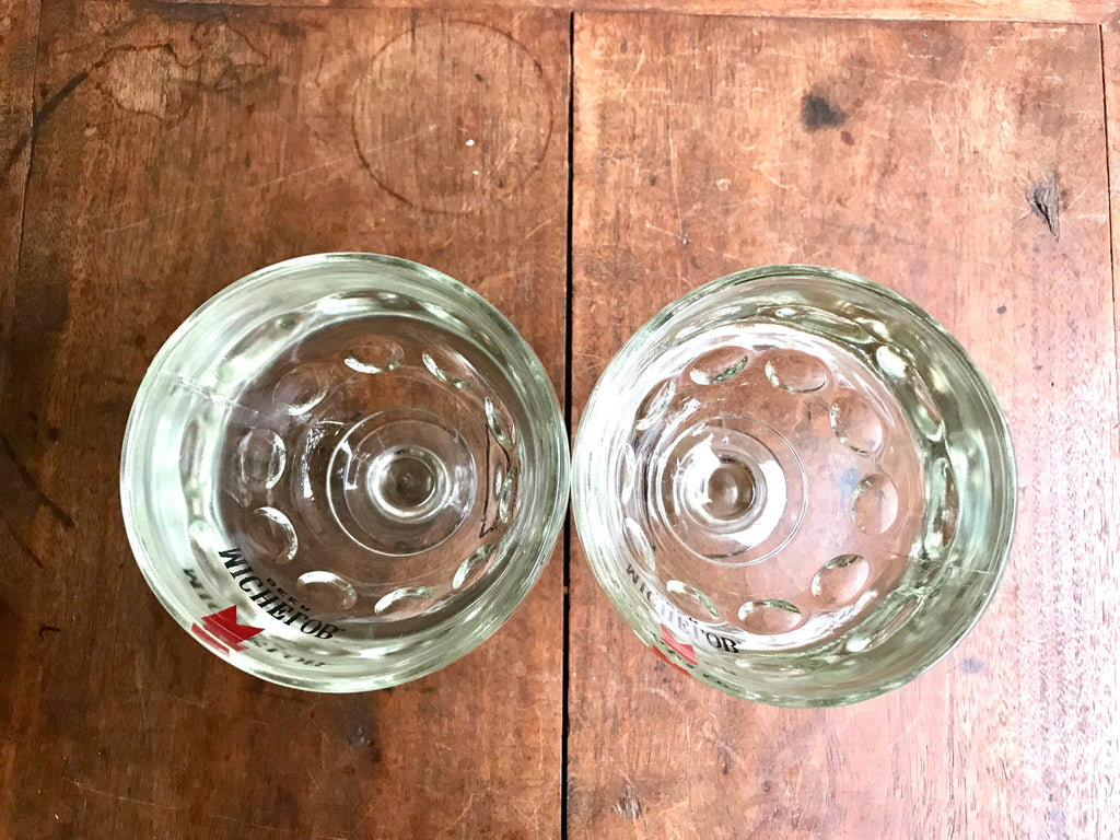 2 Vintage Michelob Bar Glasses | Vintage Michelob Stemmed Goblets | Vintage Thumbprint Goblets | Retro Beer Glasses | Michelob Beer Glasses