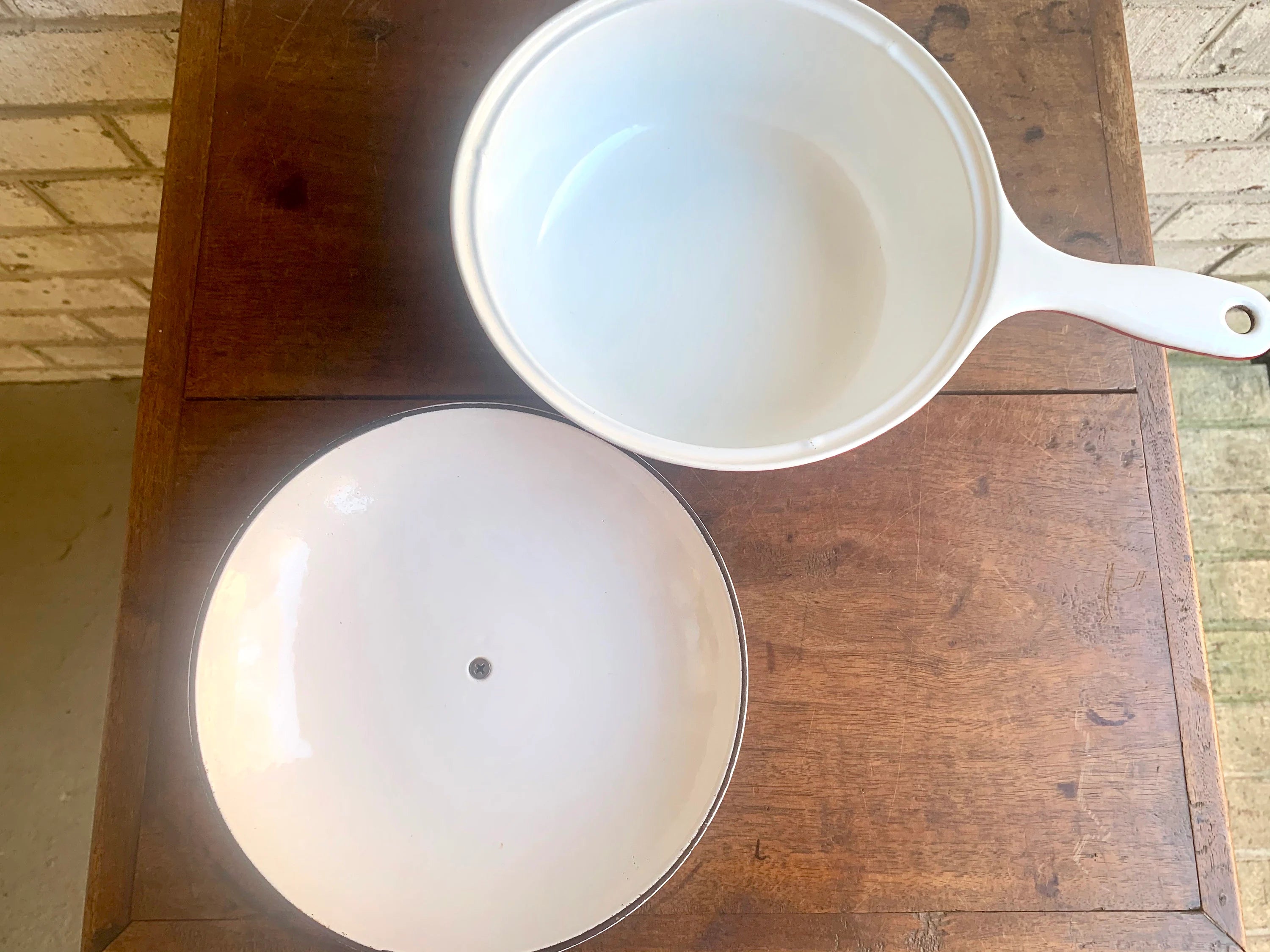 Vtg Red and White Enamel Prizer-Ware Pot with Lid | Vintage Prizer-Ware | Red Enamel Cookware
