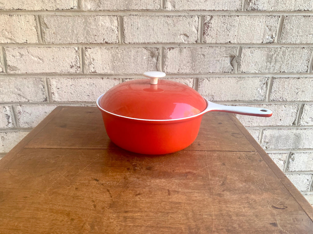 Vtg Red and White Enamel Prizer-Ware Pot with Lid | Vintage Prizer-Ware | Red Enamel Cookware