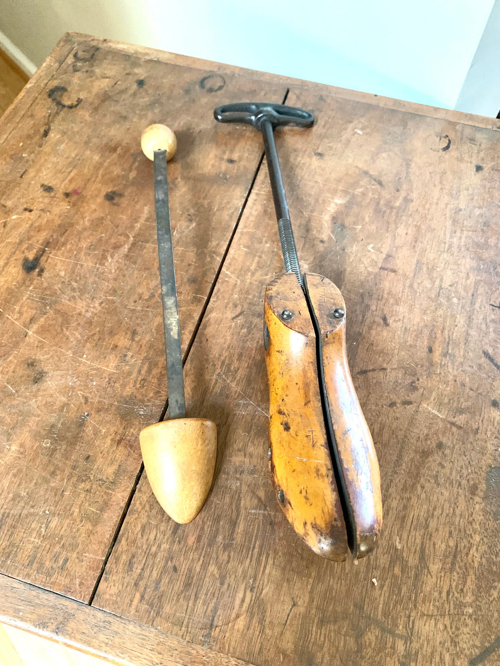 Antique wooden Shoe Trees | Wood Shoe Stretches  | Wood And Metal Shoe Trees