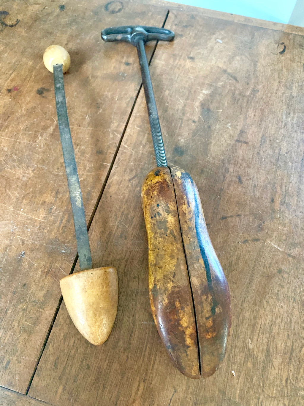 Antique wooden Shoe Trees | Wood Shoe Stretches  | Wood And Metal Shoe Trees