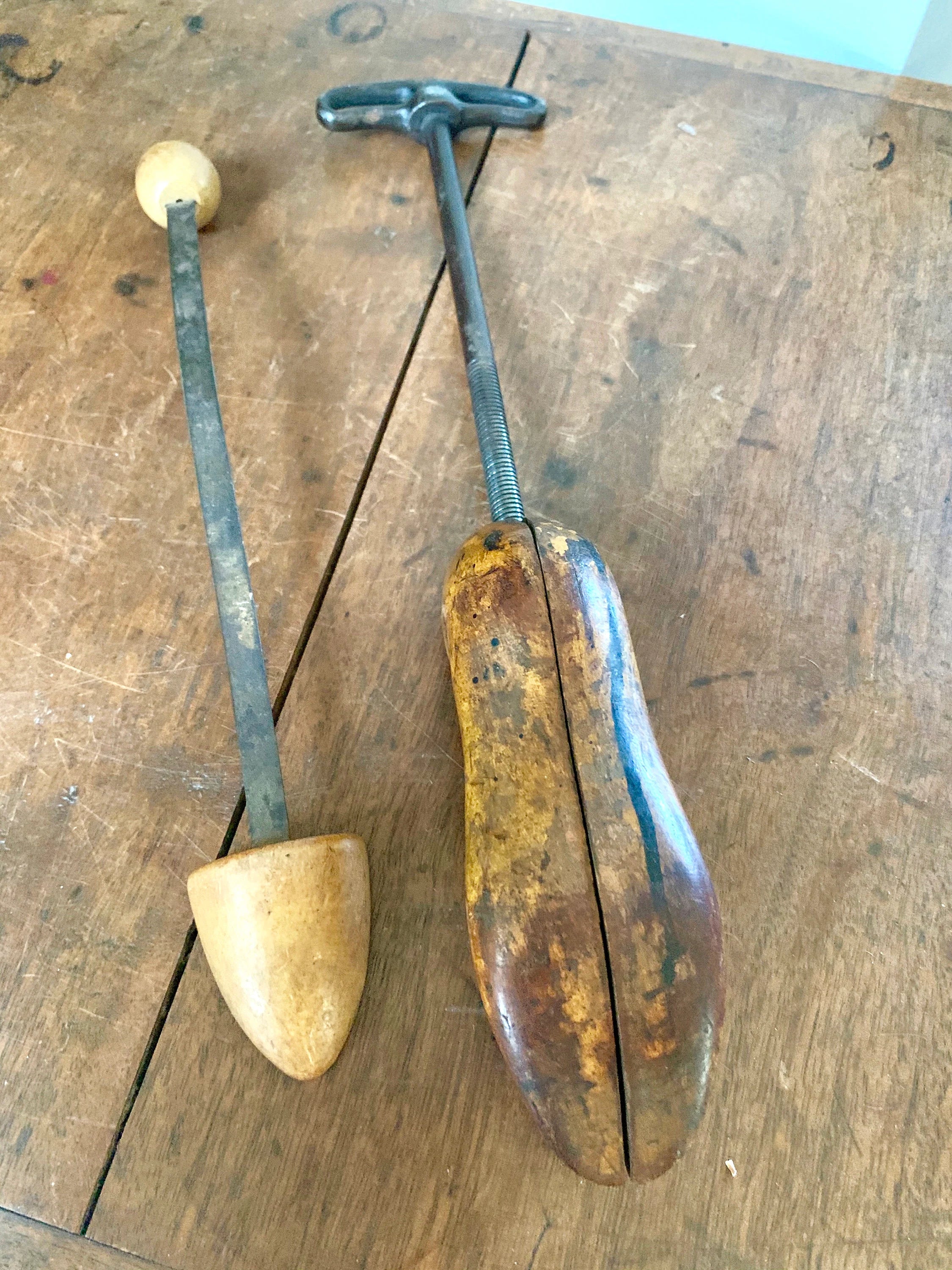 Antique wooden Shoe Trees | Wood Shoe Stretches  | Wood And Metal Shoe Trees