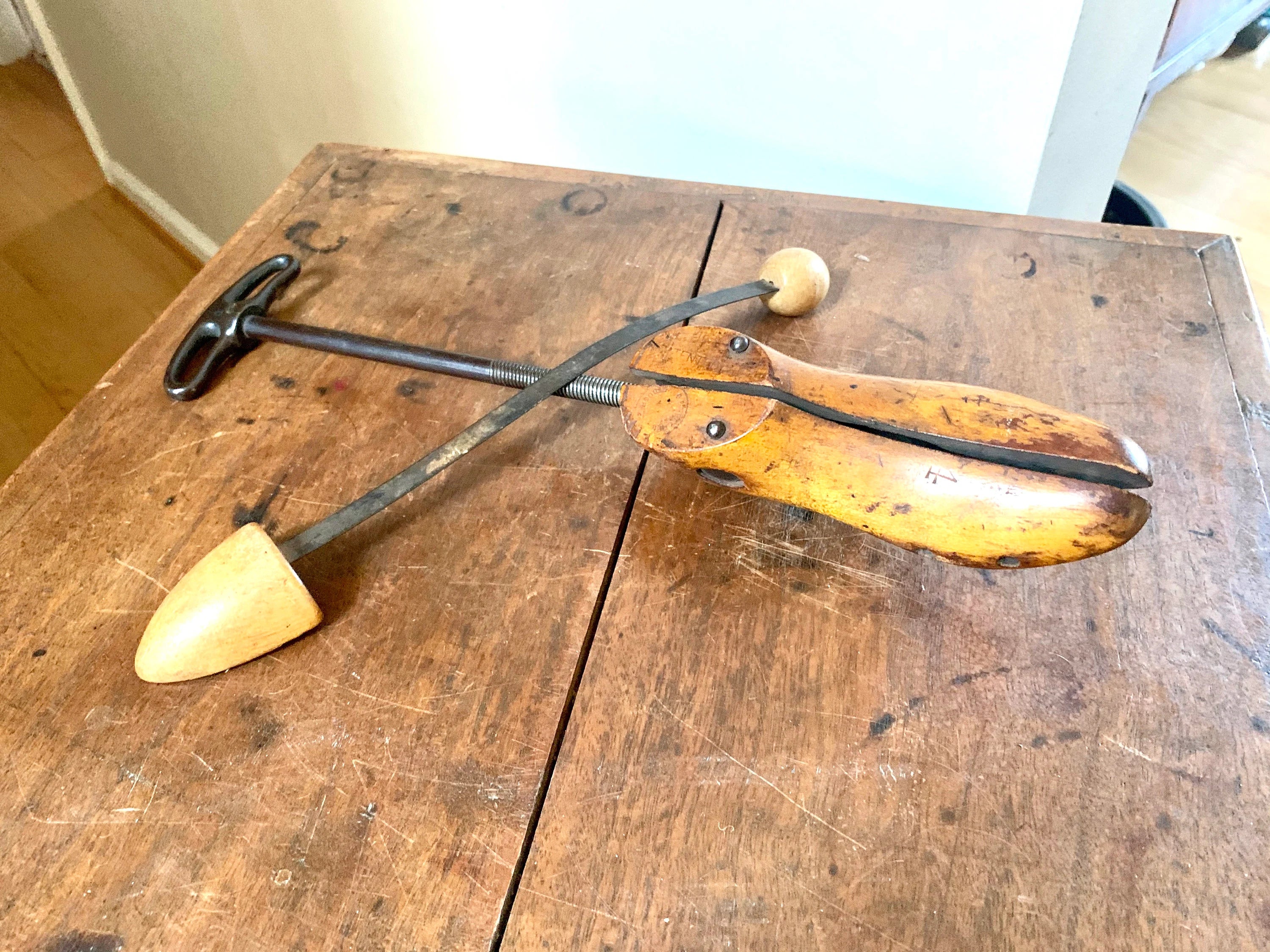 Antique wooden Shoe Trees | Wood Shoe Stretches  | Wood And Metal Shoe Trees