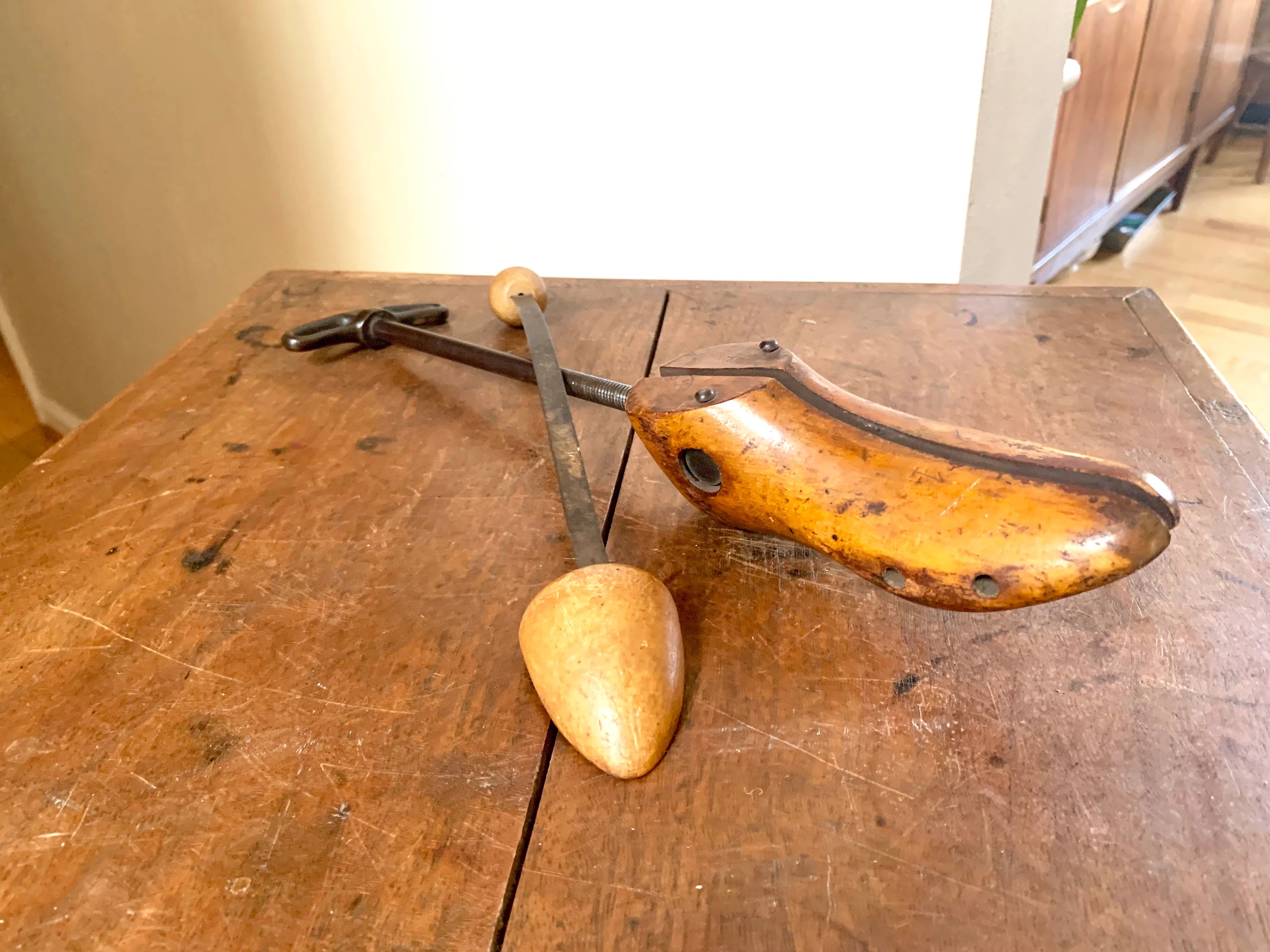 Antique wooden Shoe Trees | Wood Shoe Stretches  | Wood And Metal Shoe Trees