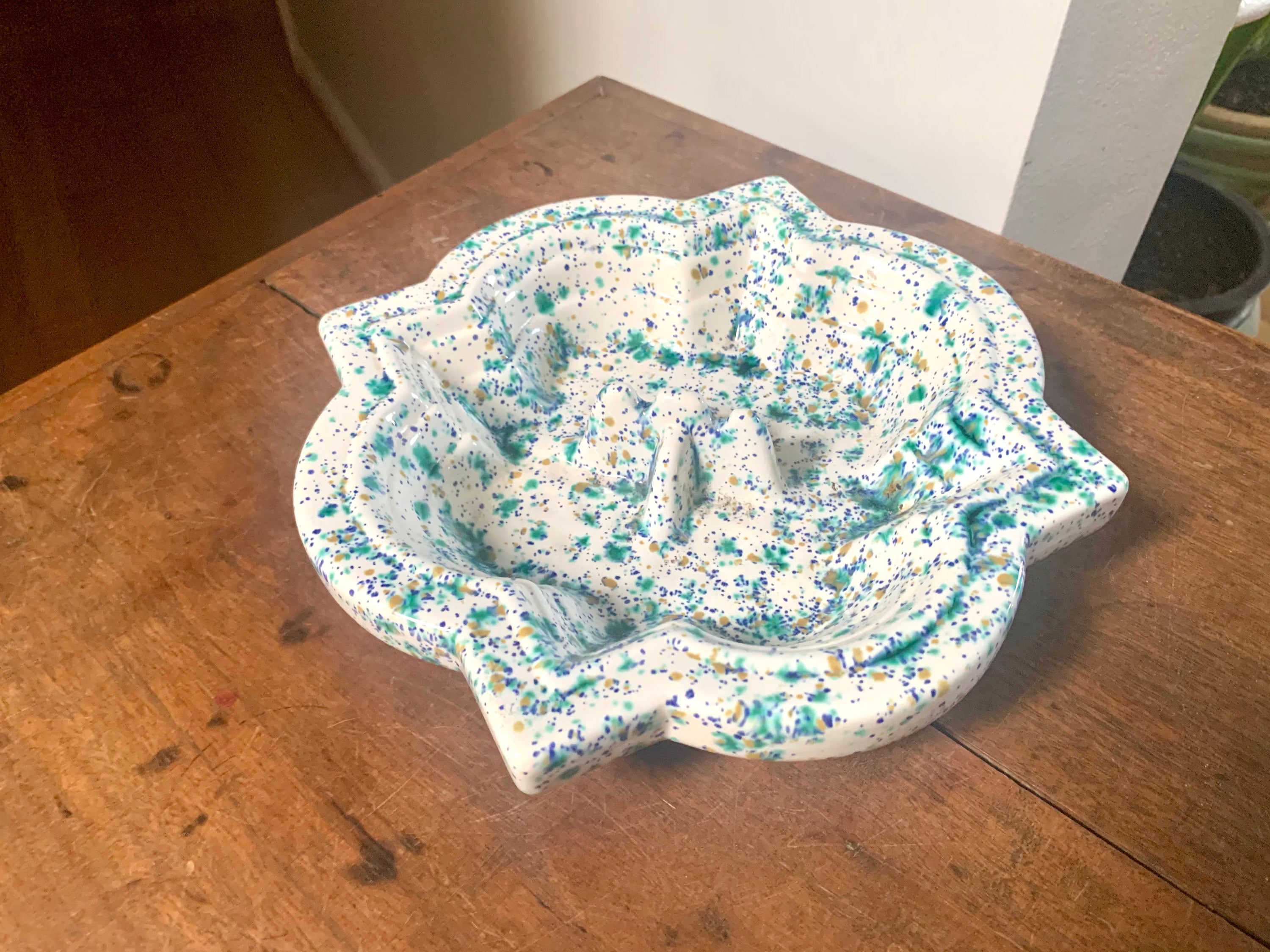 Mid Century Speckled Turquoise Ceramic Ashtray | Ceramic Ashtray | Retro Change Tray | Mid Century Modern Ceramic Dish | MCM Ashtray