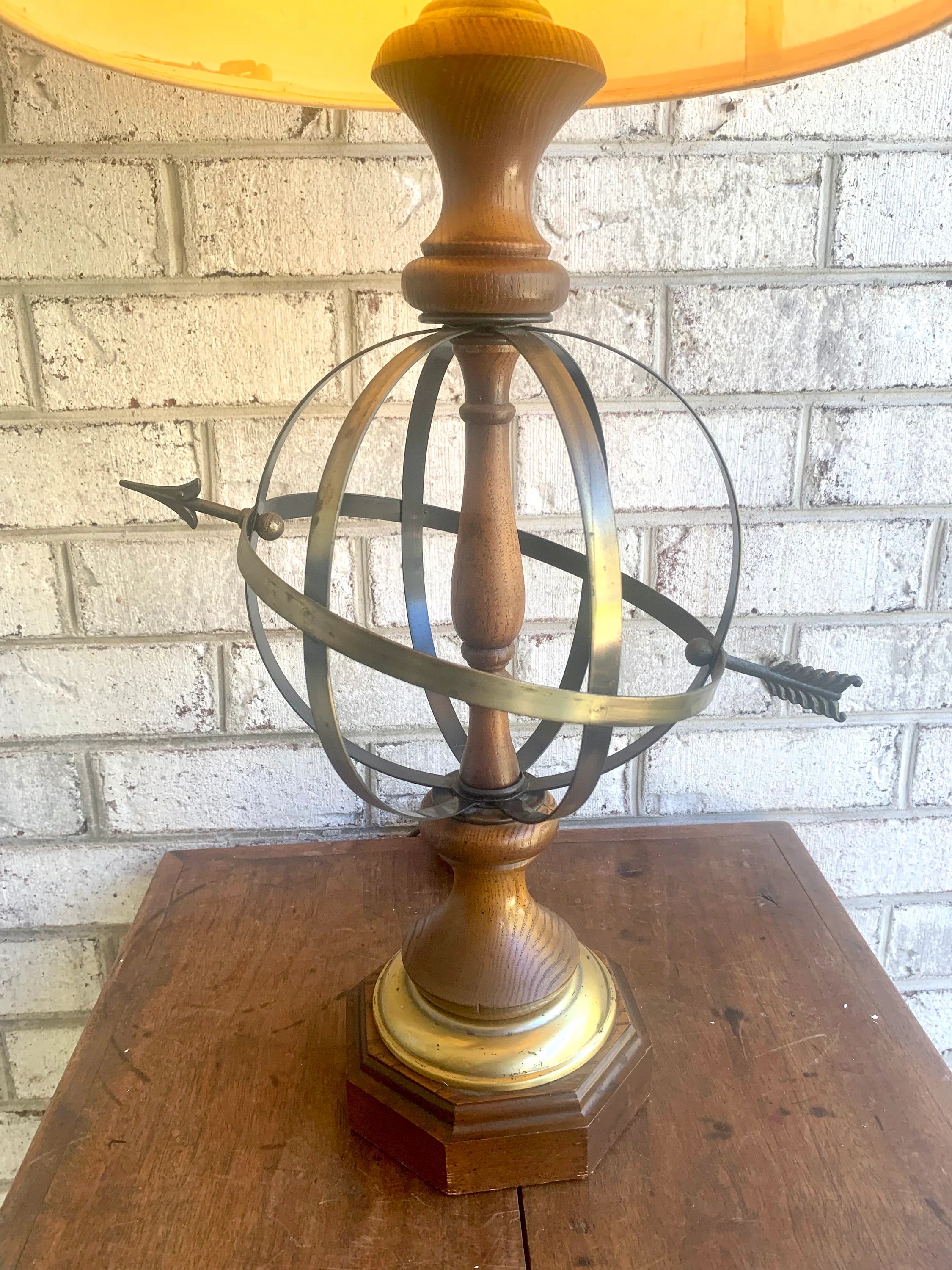 Vtg Brass Orb Lamp | Brass Orb and Arrow Lamp | Globe Table Lamp | Brushed Brass Armillary Sphere Lamp