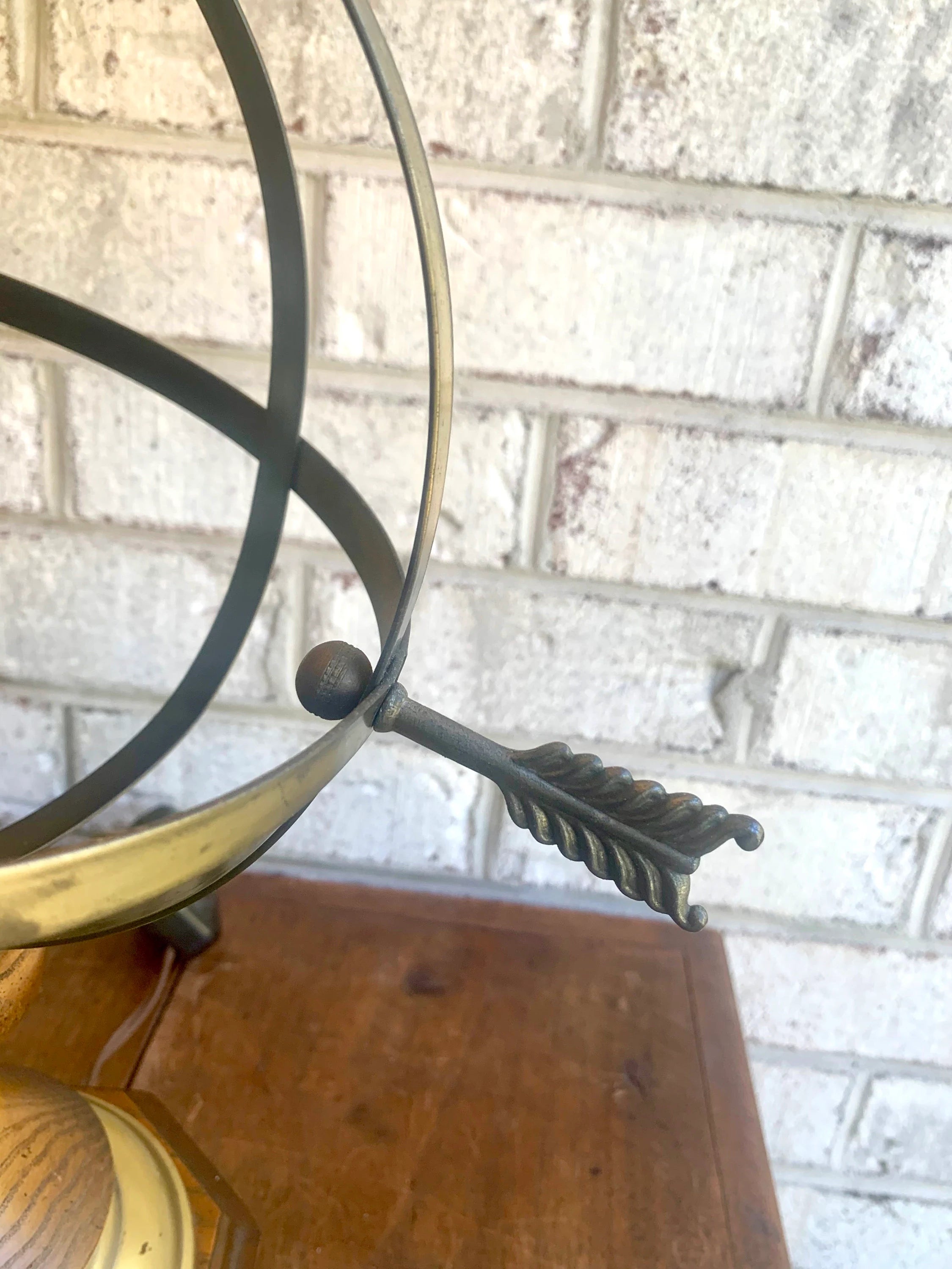 Vtg Brass Orb Lamp | Brass Orb and Arrow Lamp | Globe Table Lamp | Brushed Brass Armillary Sphere Lamp