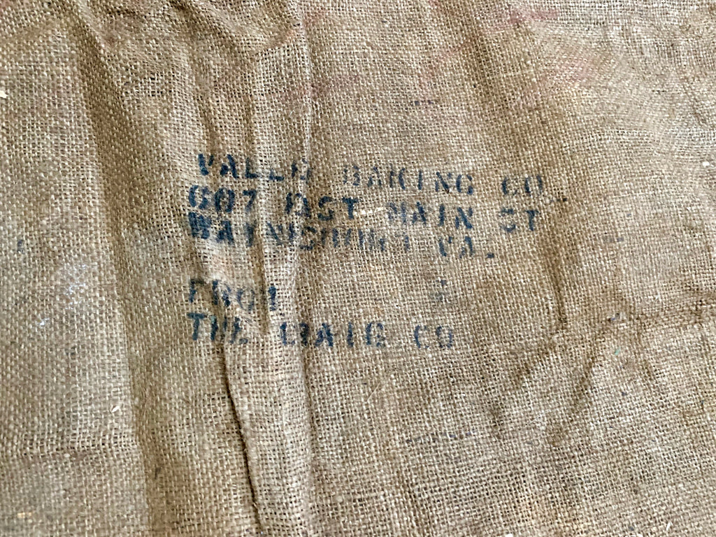 Vintage Hulled Sesame Burlap Sack | Single Sided Sesame Sack | Wall Art | Pillow Case | 38" x 21" | Prop | Valley Baking Co. Waynesboro VA