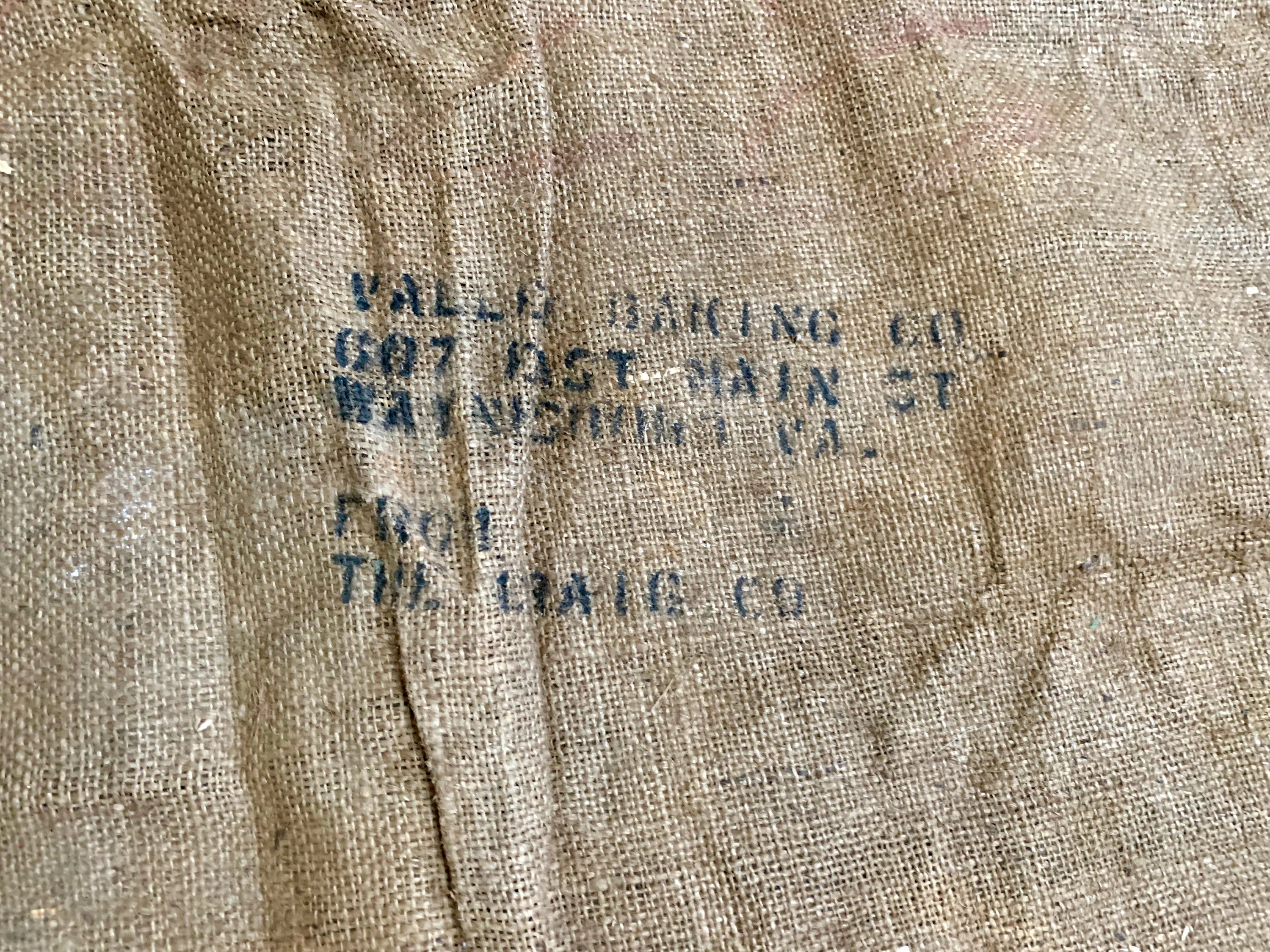 Vintage Hulled Sesame Burlap Sack | Single Sided Sesame Sack | Wall Art | Pillow Case | 38" x 21" | Prop | Valley Baking Co. Waynesboro VA