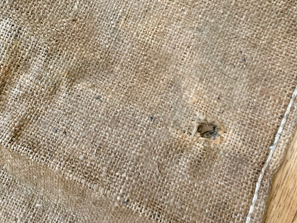 Vintage Hulled Sesame Burlap Sack | Single Sided Sesame Sack | Wall Art | Pillow Case | 38" x 21" | Prop | Valley Baking Co. Waynesboro VA