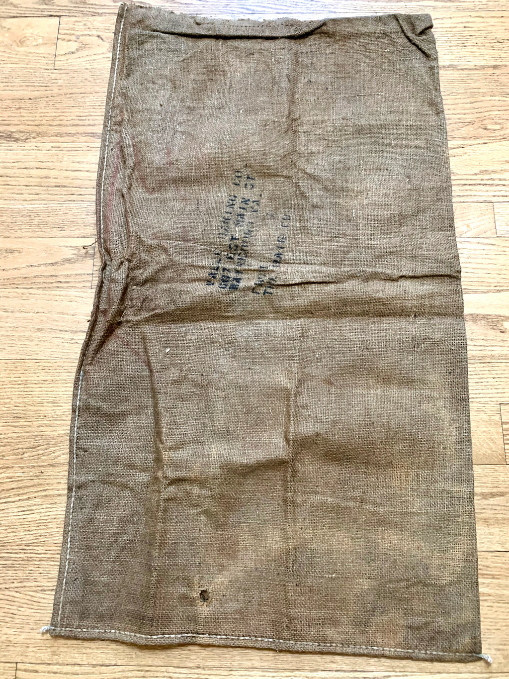 Vintage Hulled Sesame Burlap Sack | Single Sided Sesame Sack | Wall Art | Pillow Case | 38" x 21" | Prop | Valley Baking Co. Waynesboro VA