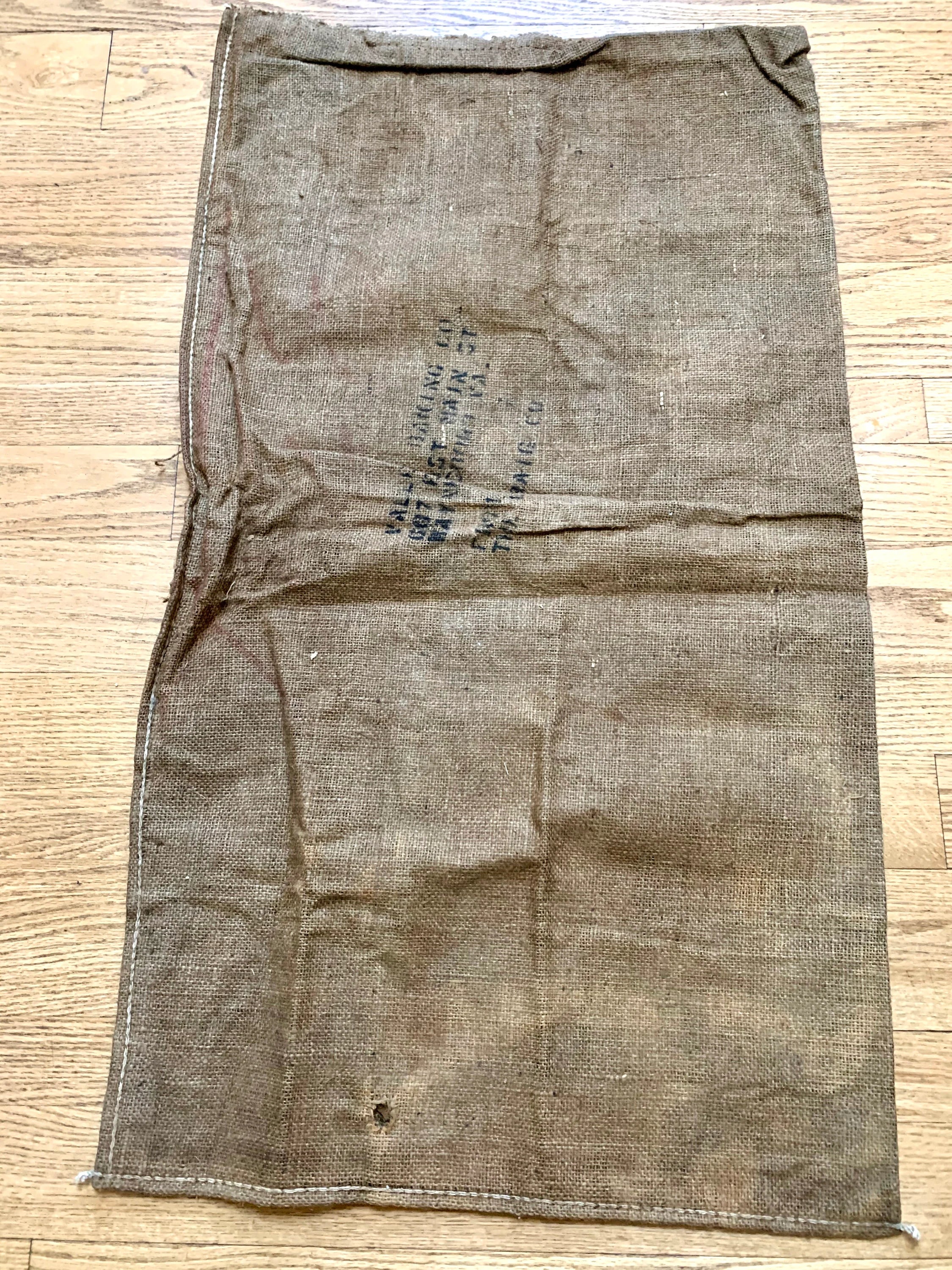 Vintage Hulled Sesame Burlap Sack | Single Sided Sesame Sack | Wall Art | Pillow Case | 38" x 21" | Prop | Valley Baking Co. Waynesboro VA