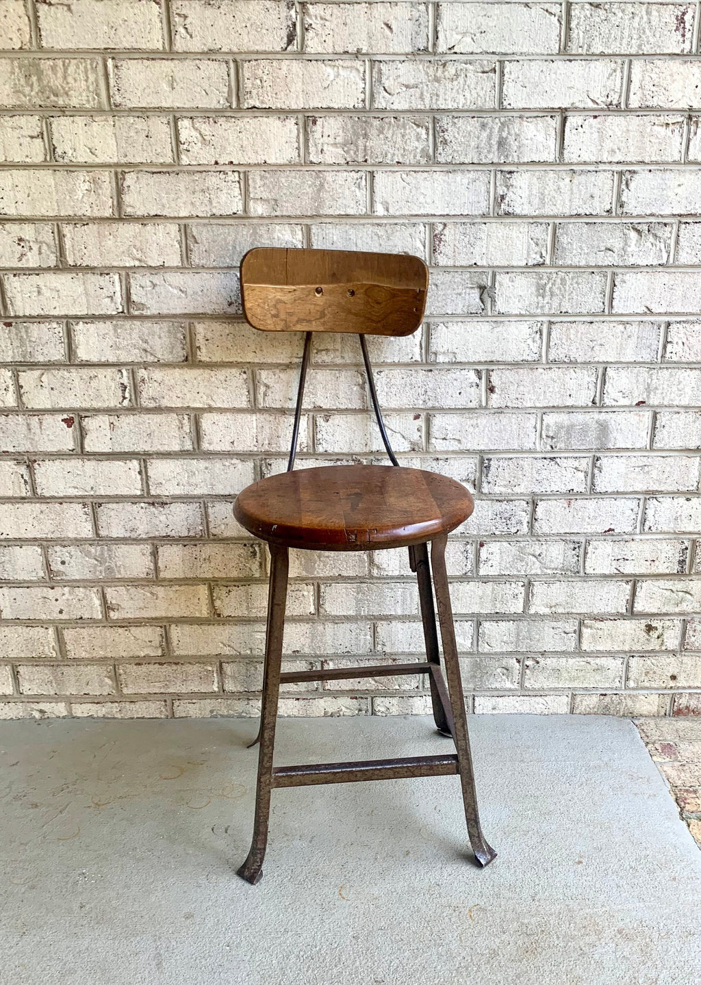 Industrial Hollowell Drafting Chair | Factory Metal Stool | Industrial Seating | Rustic Metal Chair | Mid Century Metal Chair