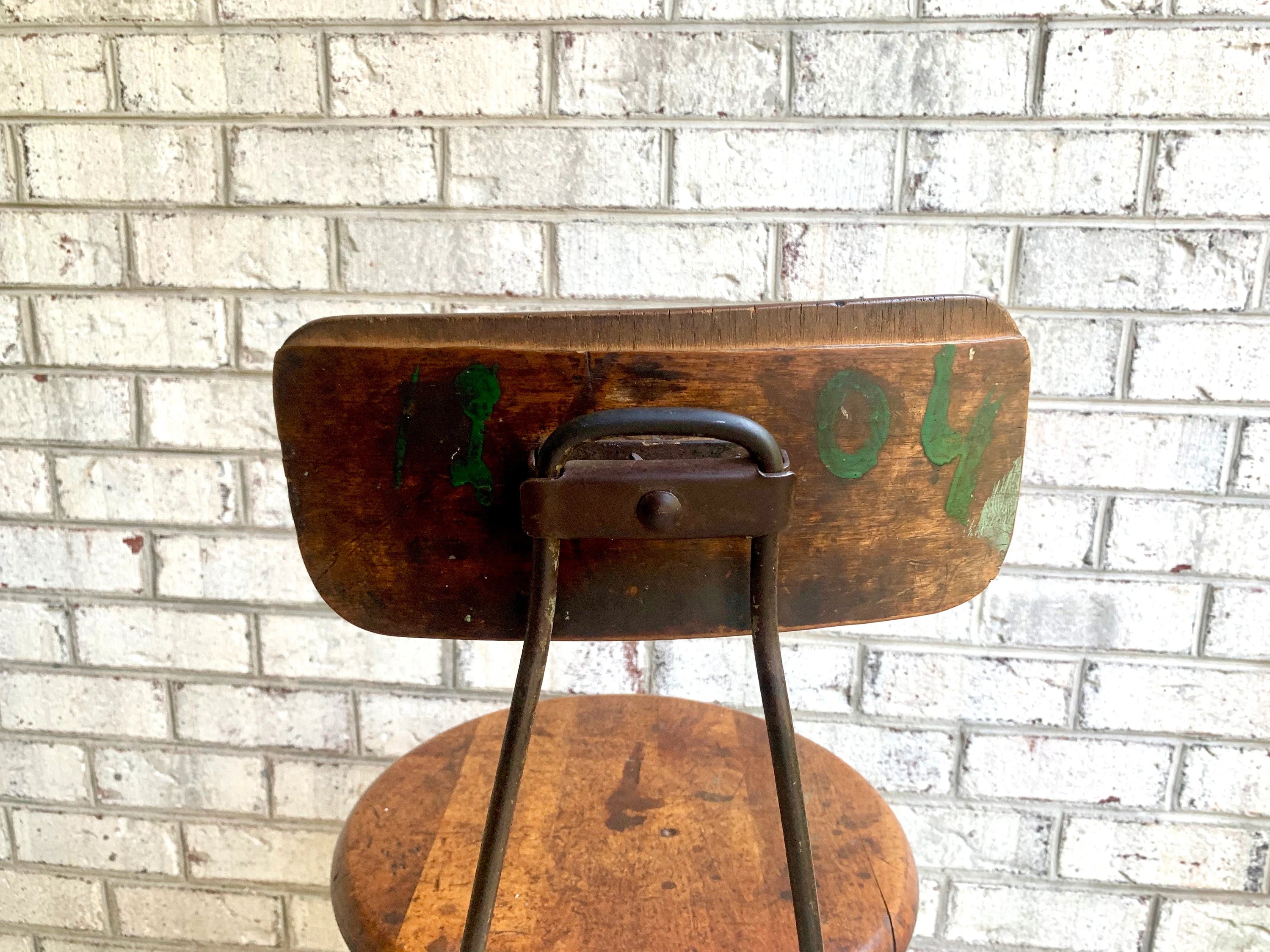 Industrial Hollowell Drafting Chair | Factory Metal Stool | Industrial Seating | Rustic Metal Chair | Mid Century Metal Chair