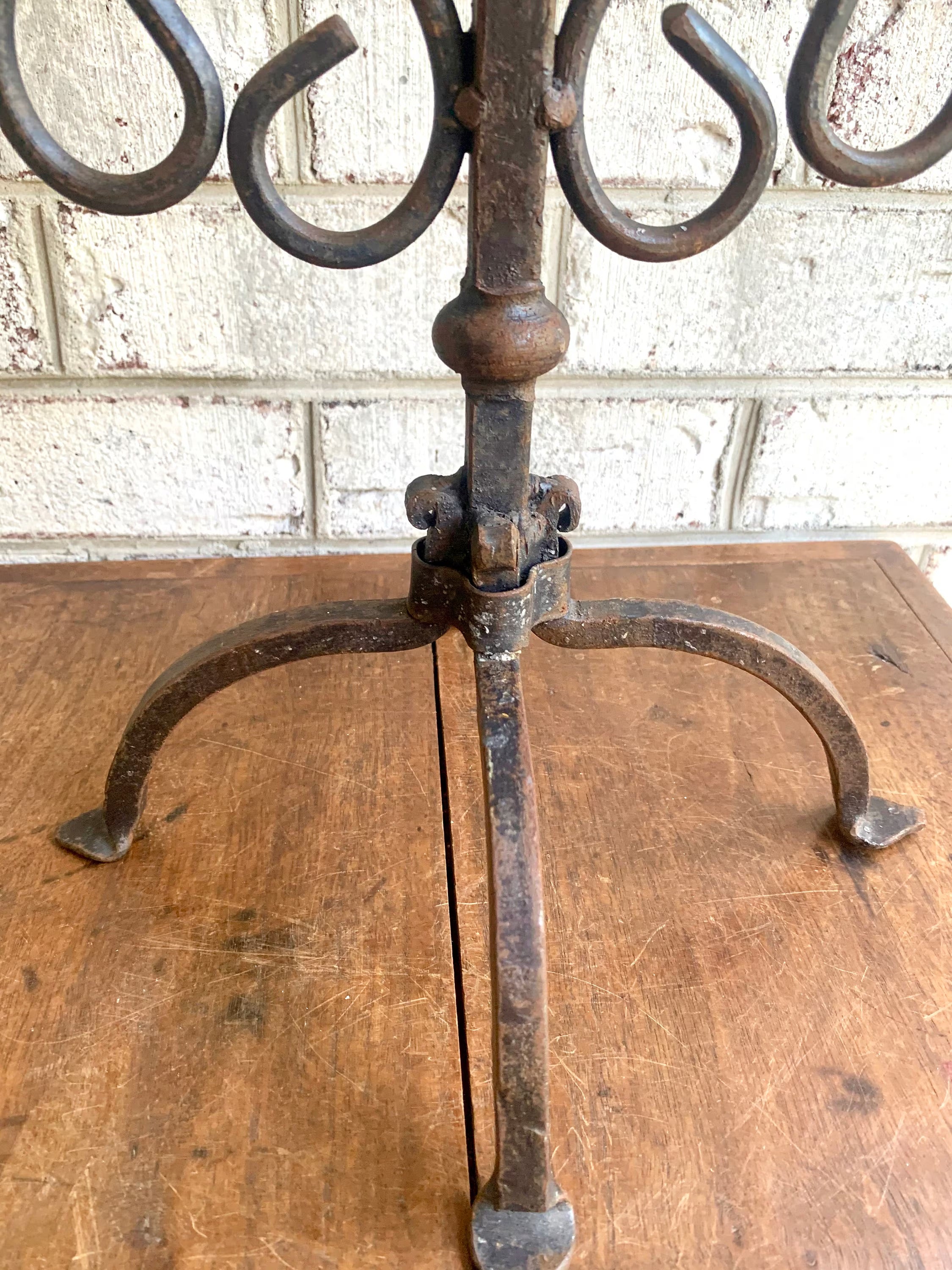 Antique Iron Candelabra | Primitive Candle Holder | Rustic Wrought Iron Candelabra | Medieval 5 Tier Centerpiece