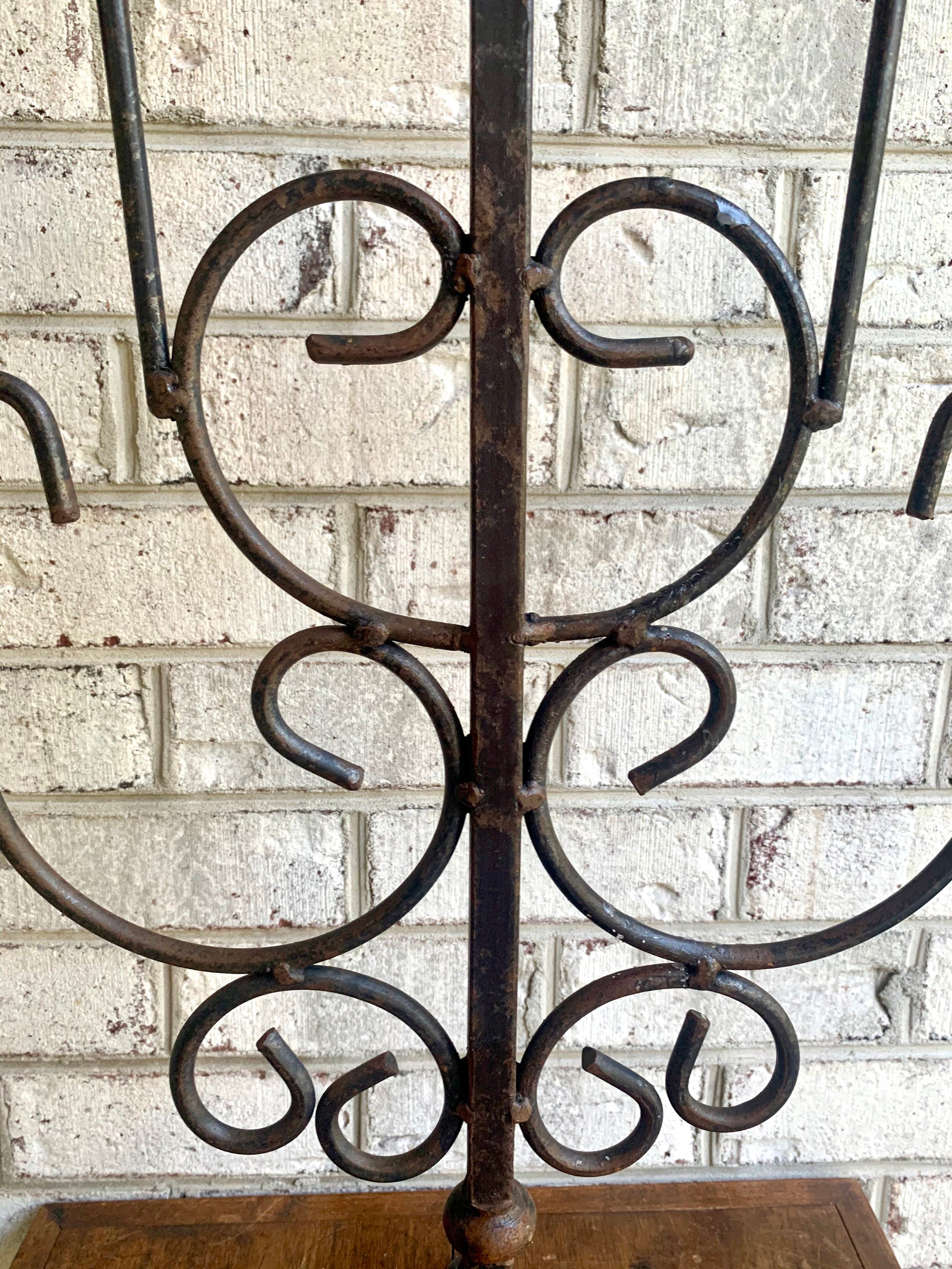 Antique Iron Candelabra | Primitive Candle Holder | Rustic Wrought Iron Candelabra | Medieval 5 Tier Centerpiece