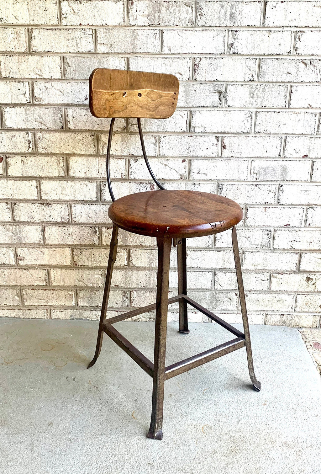 Industrial Hollowell Drafting Chair | Factory Metal Stool | Industrial Seating | Rustic Metal Chair | Mid Century Metal Chair
