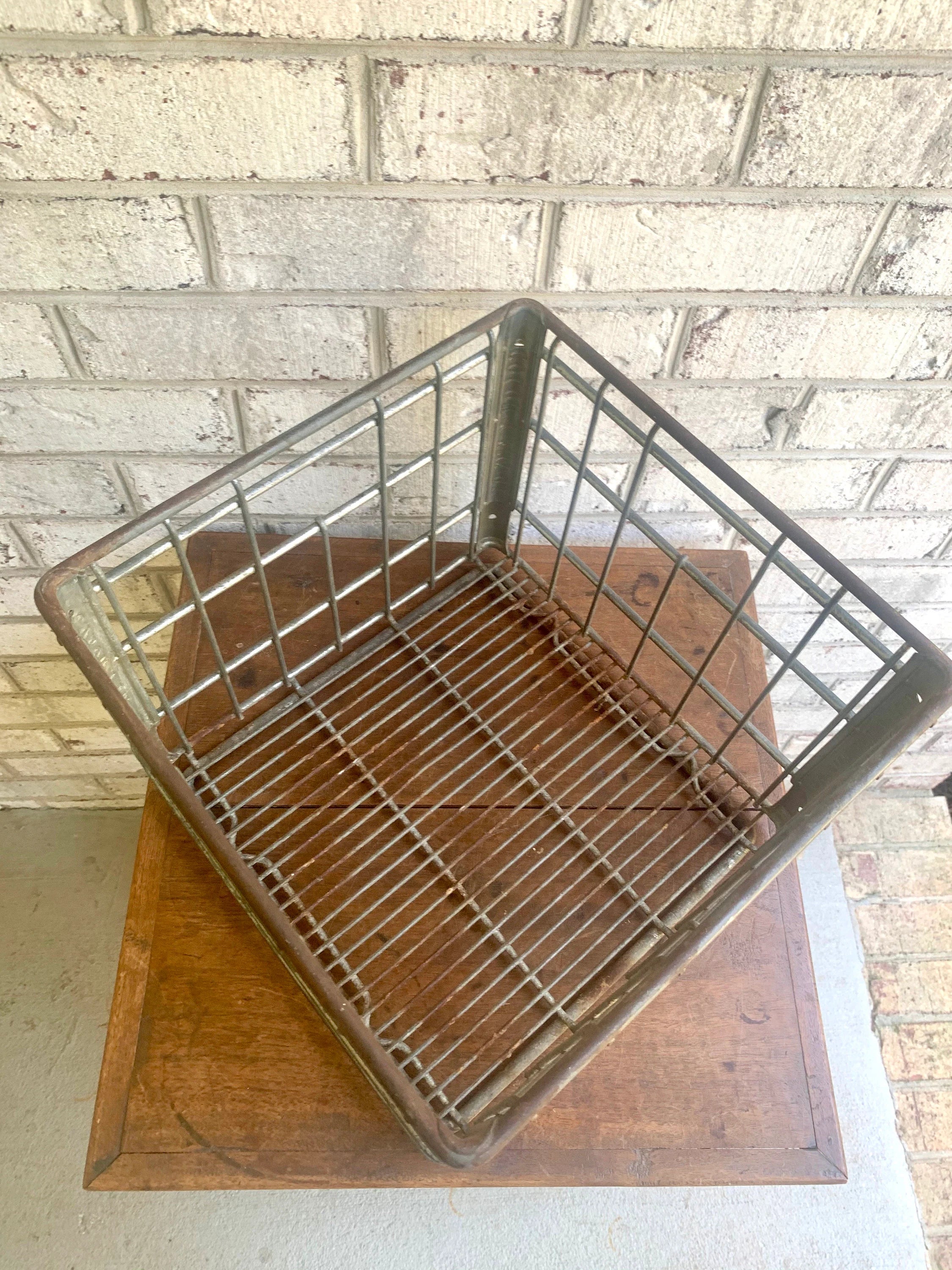 Vintage Metal Milk Crate | Colony FMS DY Milk Crate | 1965 Milk Bottle Crate | Rustic Storage | Rustic Plant Stand