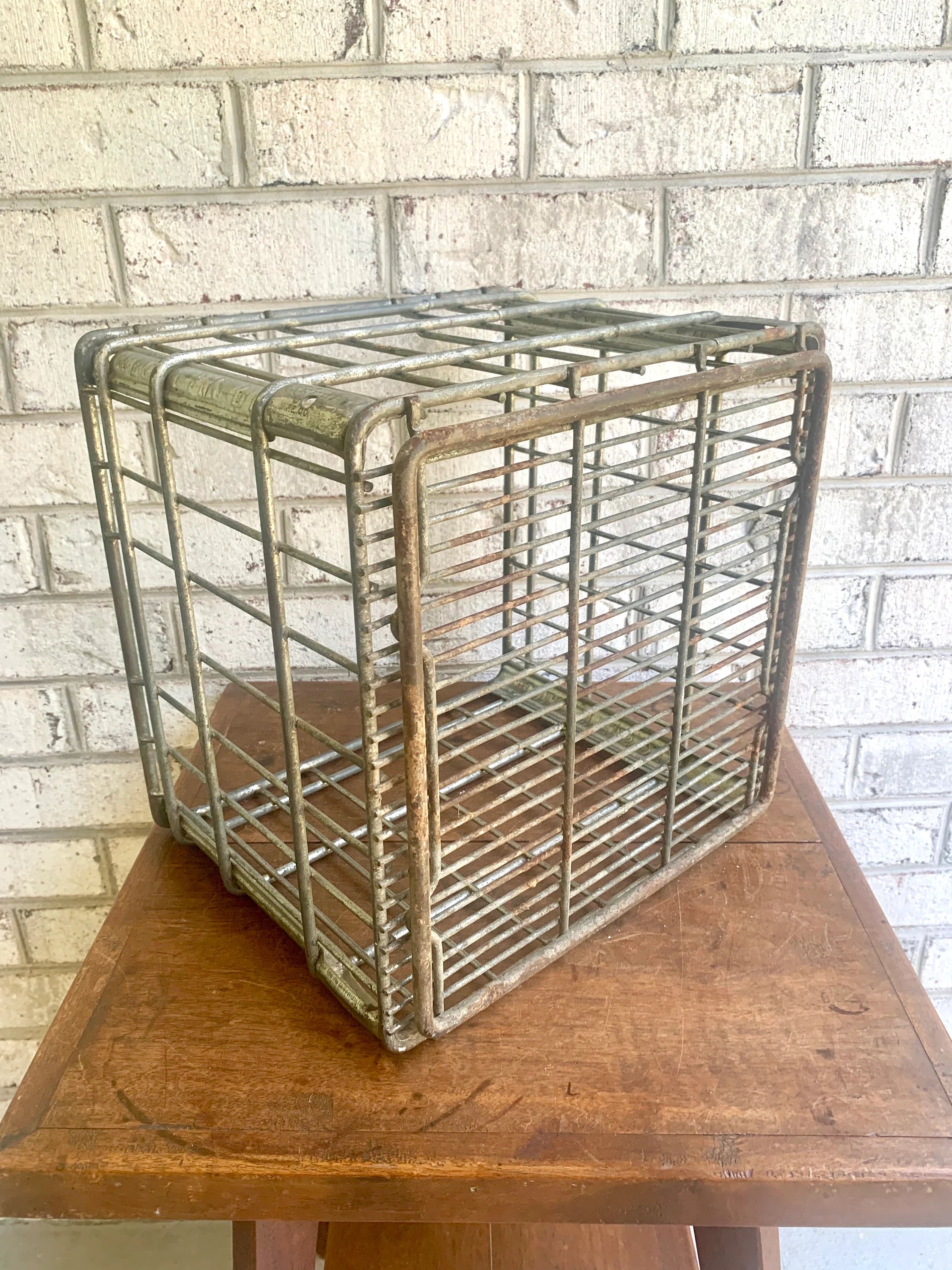 Vintage Metal Milk Crate | Colony FMS DY Milk Crate | 1965 Milk Bottle Crate | Rustic Storage | Rustic Plant Stand