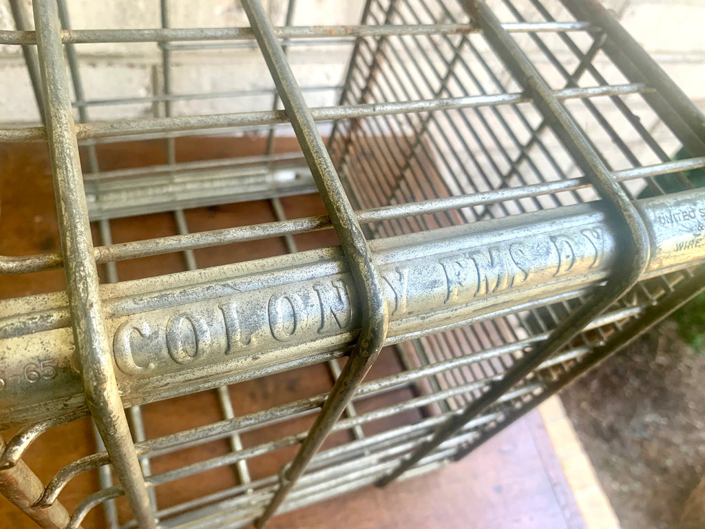 Vintage Metal Milk Crate | Colony FMS DY Milk Crate | 1965 Milk Bottle Crate | Rustic Storage | Rustic Plant Stand