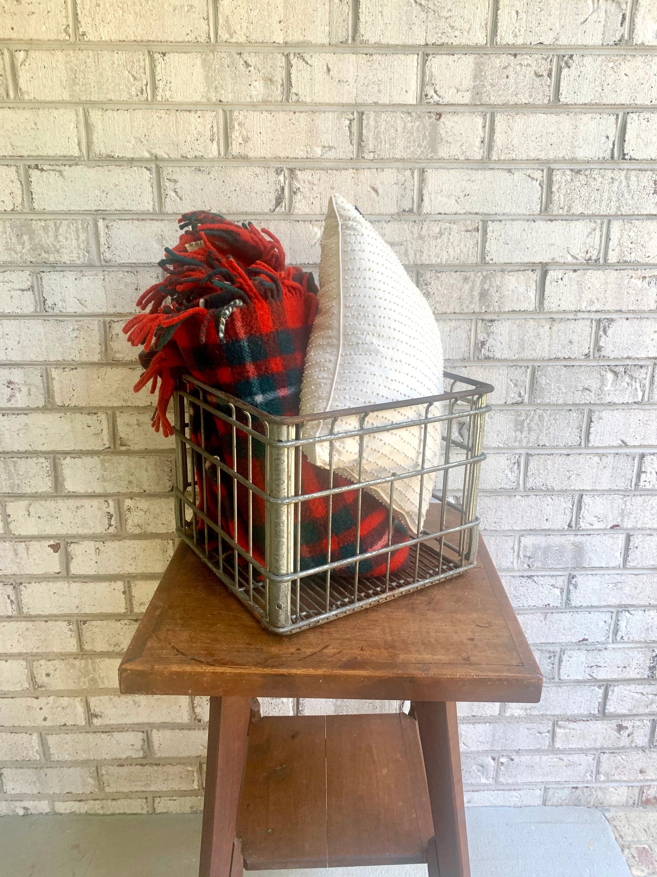 Vintage Metal Milk Crate | Colony FMS DY Milk Crate | 1965 Milk Bottle Crate | Rustic Storage | Rustic Plant Stand