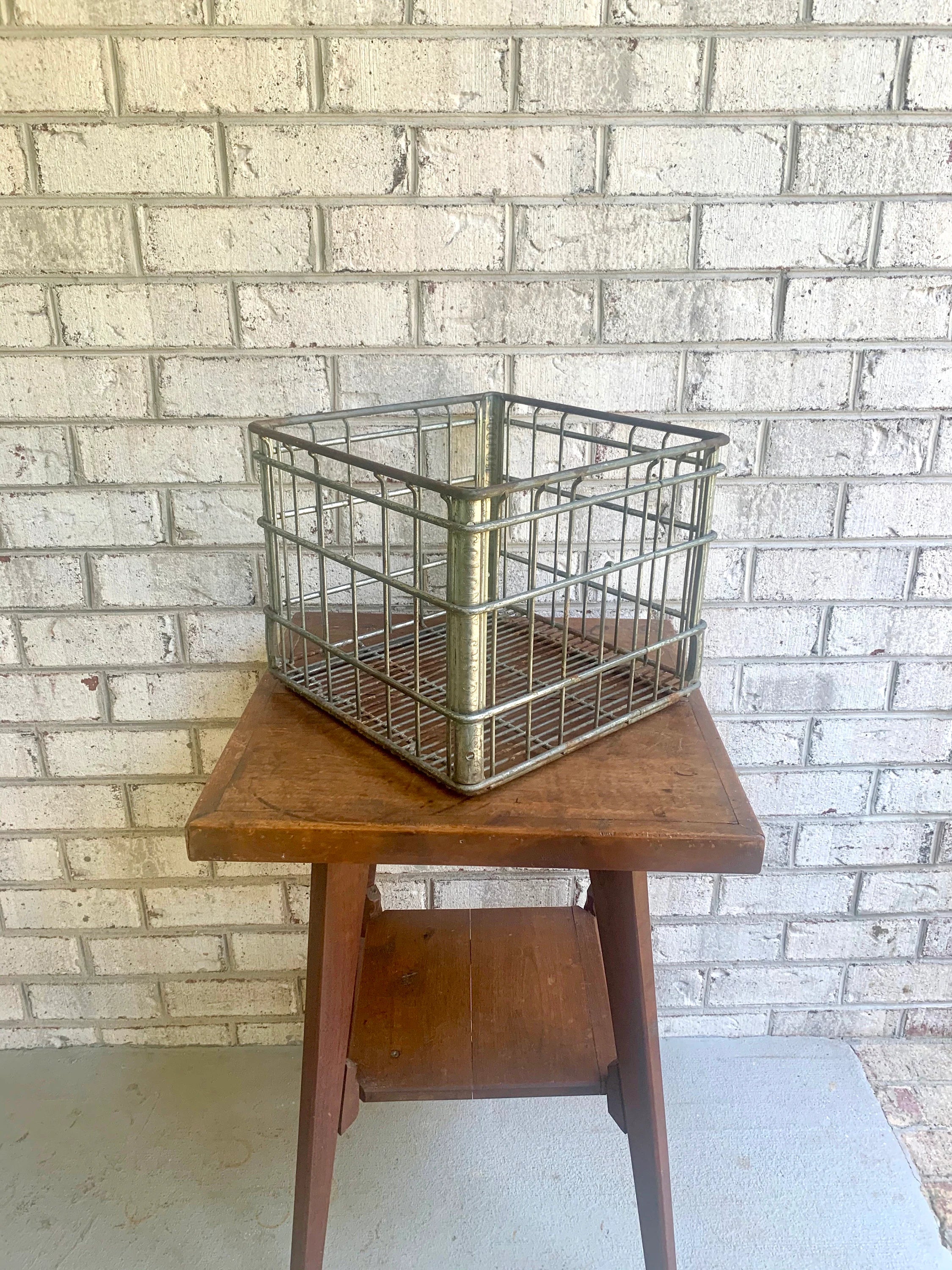 Vintage Metal Milk Crate | Colony FMS DY Milk Crate | 1965 Milk Bottle Crate | Rustic Storage | Rustic Plant Stand