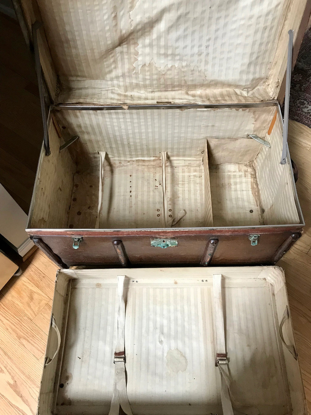 Antique Curved Chest | Canvas Steamer Trunk | Treasure Chest | Rustic Storage | Antique Steamer Chest