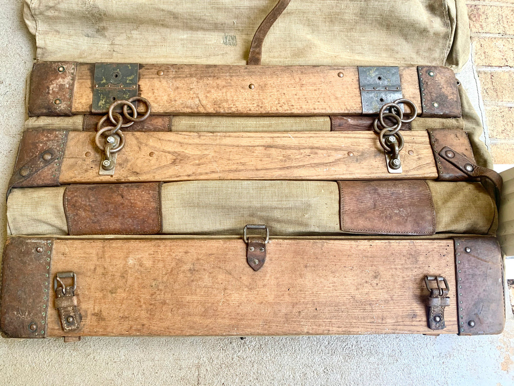 Large Antique German Military Canvas Wagon Bag | German Canvas Saddle Bag | Heavy Duty Canvas Military Bag