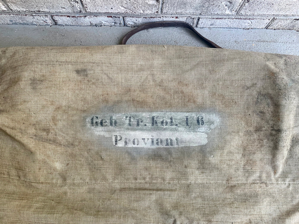 Large Antique German Military Canvas Wagon Bag | German Canvas Saddle Bag | Heavy Duty Canvas Military Bag