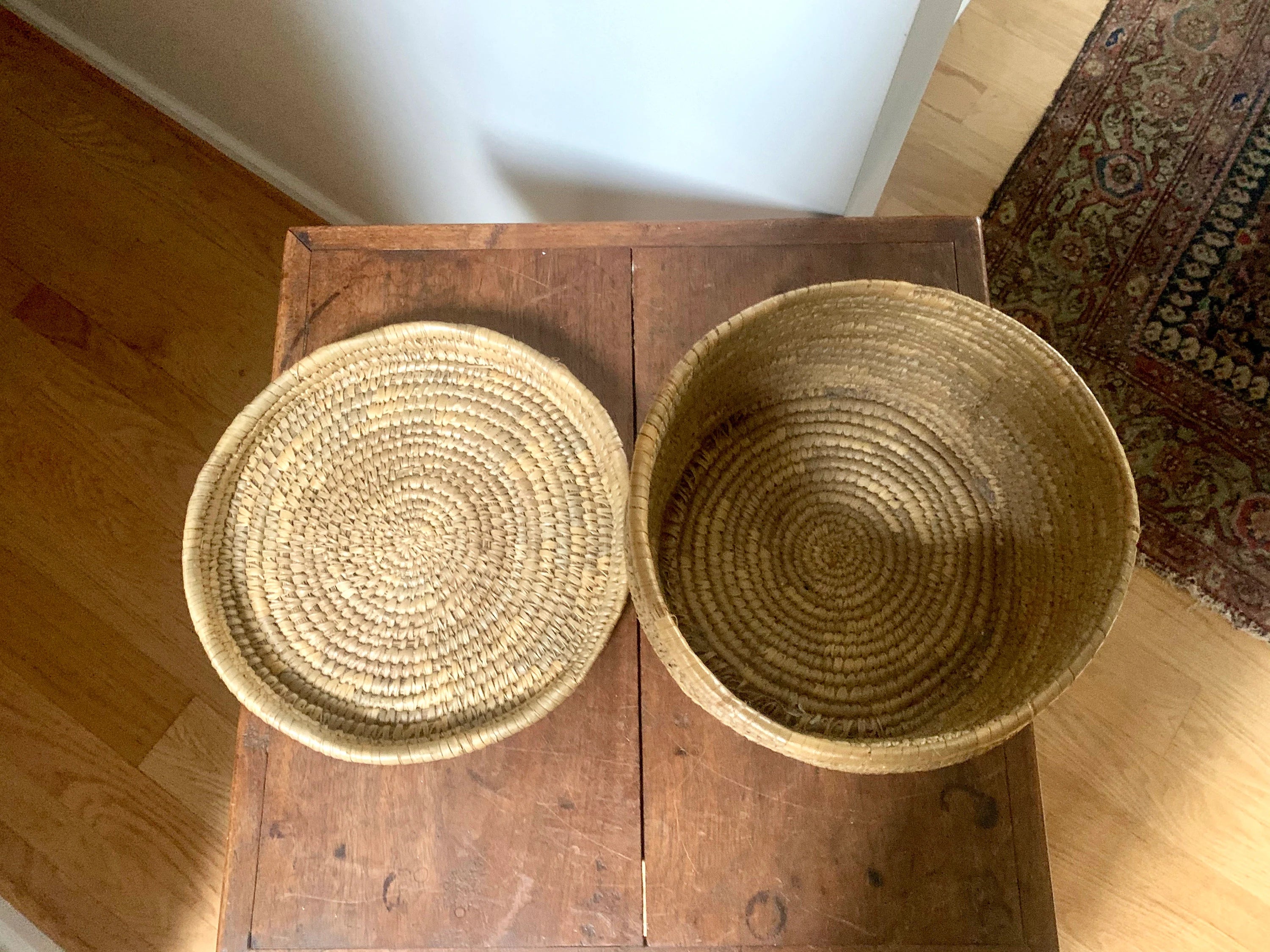 Small Round Coiled Sweetgrass Basket with Lid | Native American Woven Basket | Boho Decor | Boho Storage | Hand Woven Basket | Native Decor