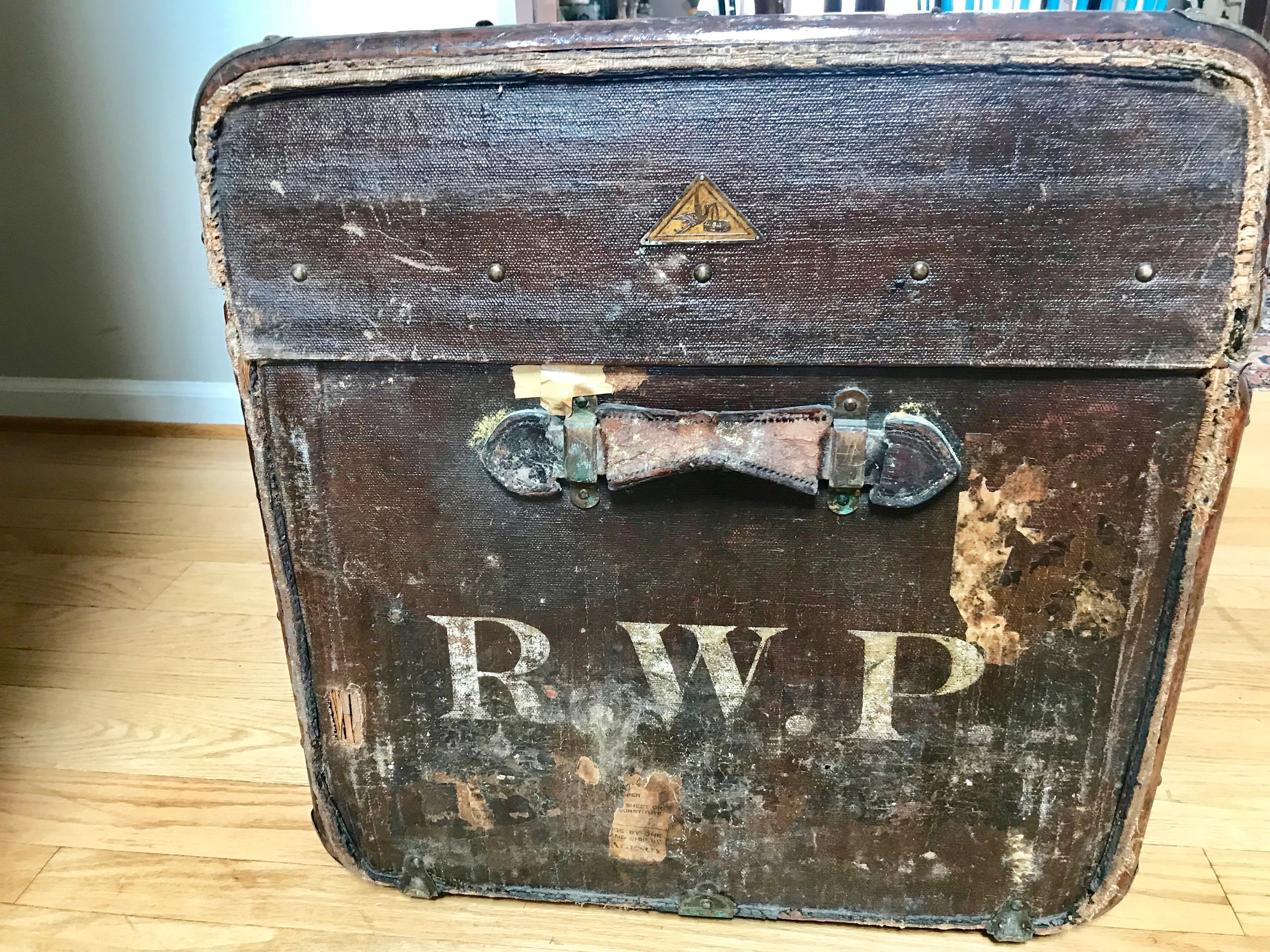 Antique Curved Chest | Canvas Steamer Trunk | Treasure Chest | Rustic Storage | Antique Steamer Chest