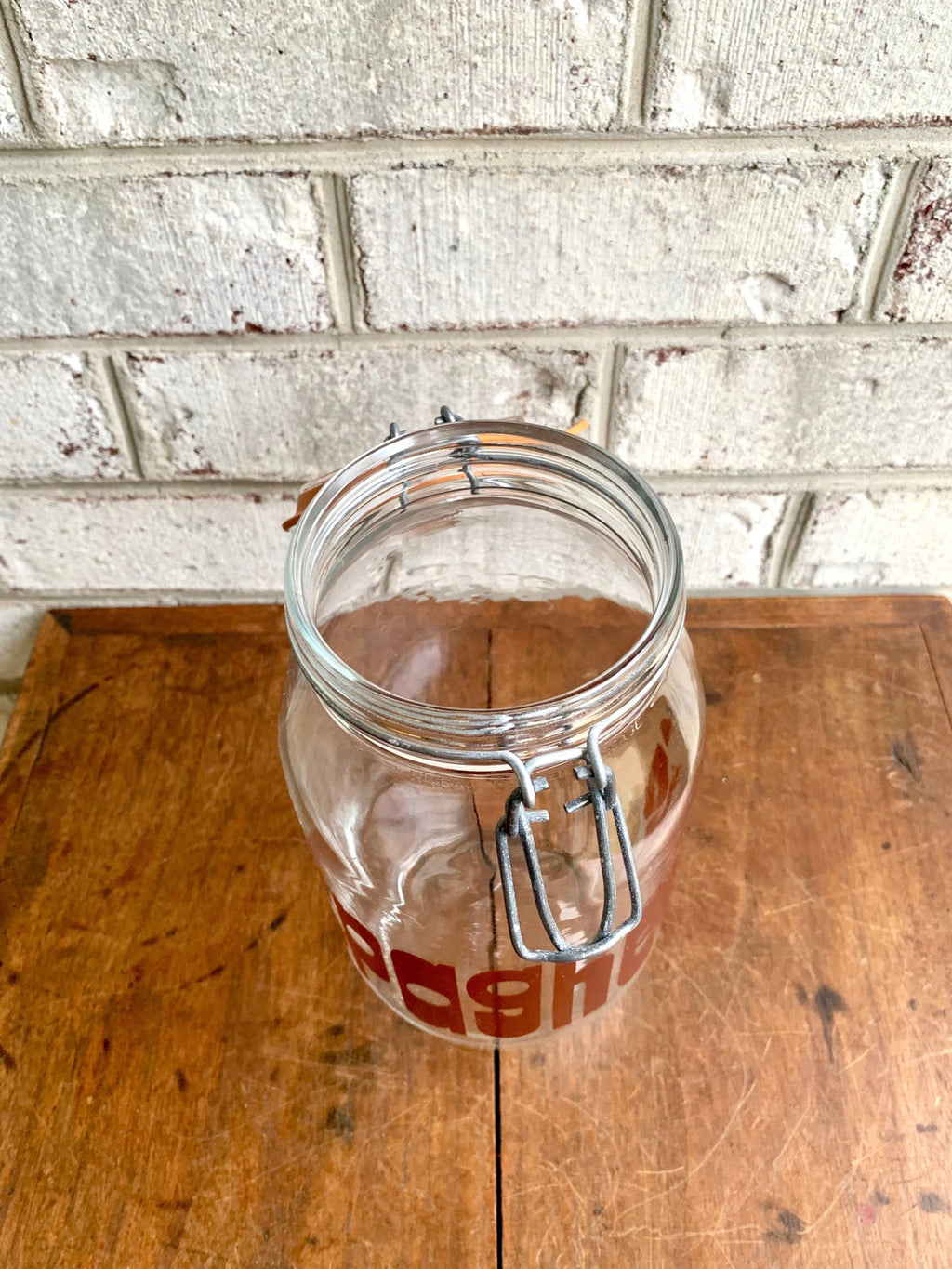 1980s Decor Glass Spaghetti Jar | Glass Canister | 1970s Kitchen Canister | Glass Snack Jar | Cookie Jar | Kitchen Container | 1970s Decor