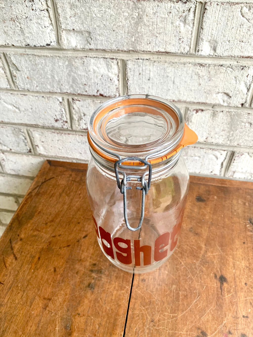 1980s Decor Glass Spaghetti Jar | Glass Canister | 1970s Kitchen Canister | Glass Snack Jar | Cookie Jar | Kitchen Container | 1970s Decor