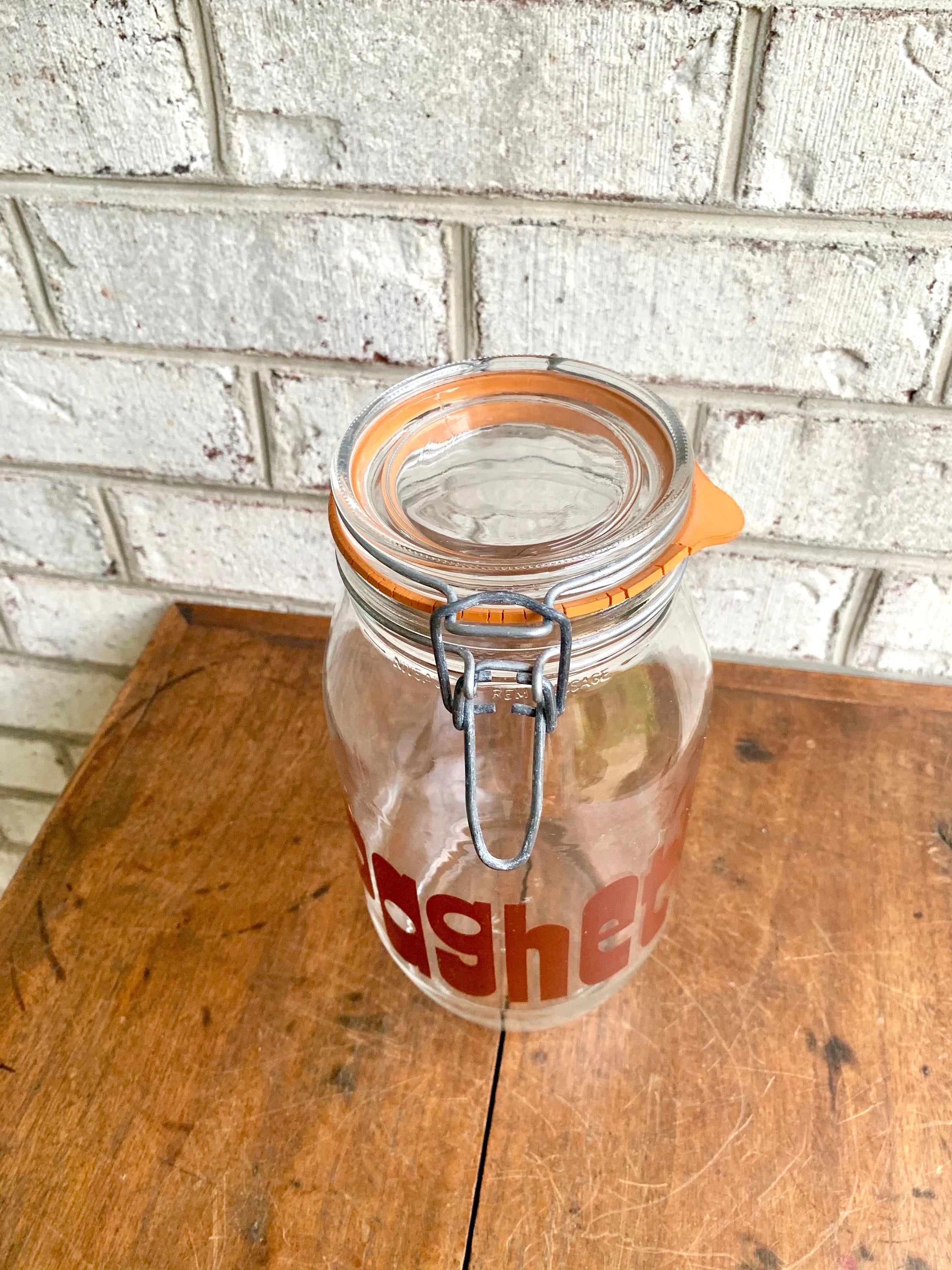 1980s Decor Glass Spaghetti Jar | Glass Canister | 1970s Kitchen Canister | Glass Snack Jar | Cookie Jar | Kitchen Container | 1970s Decor