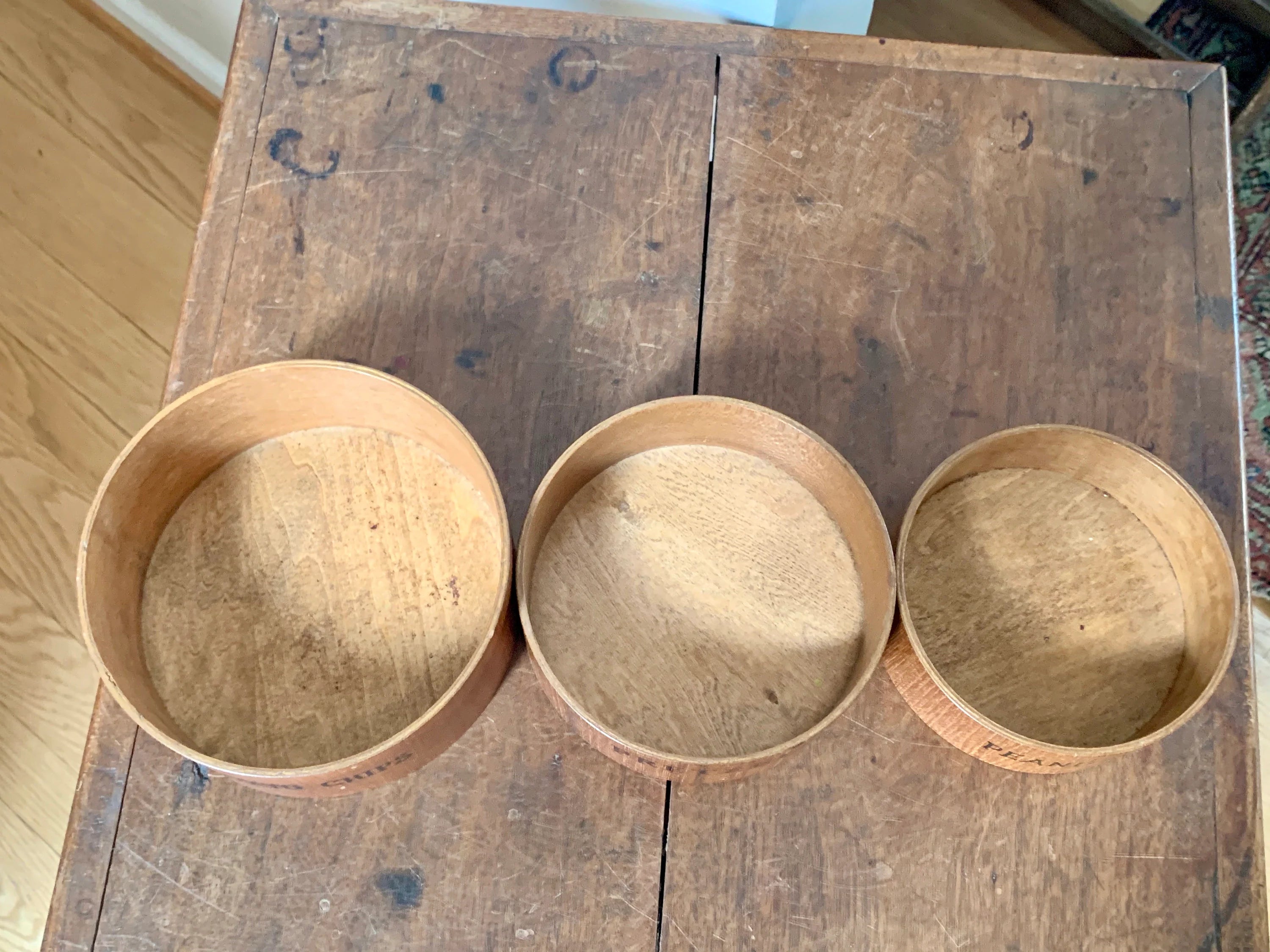 3 Vintage Wood Snack Bowls | Potato, Pretzels and Peanuts Bowls | Happy Hour Snack Bowls | Wooden Italian Nesting Snack Bowls | Man Cave Decor