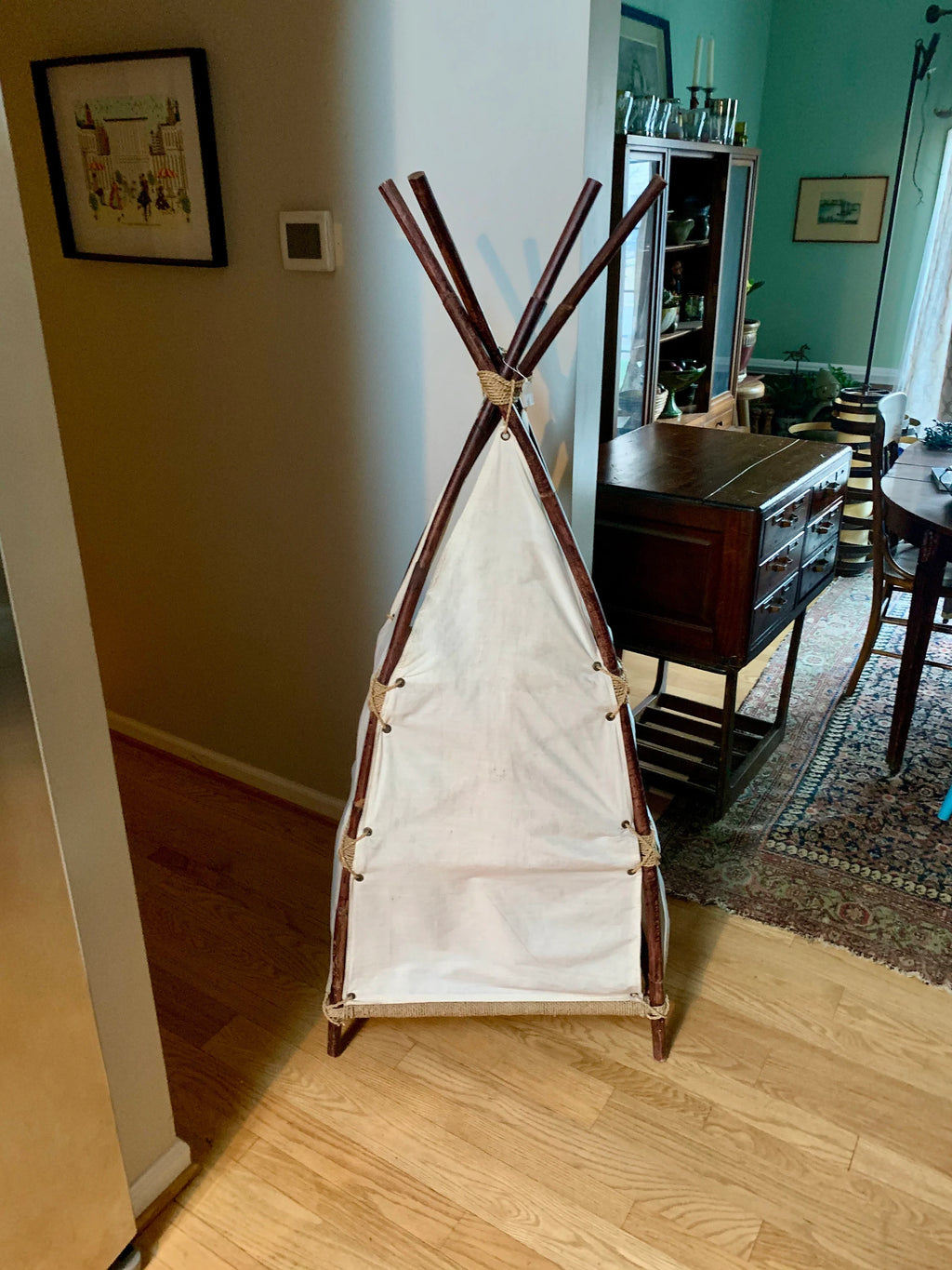 Canvas and Bamboo Bookshelves | Teepee Book Shelf | Bohemian Decor Reading Nook Bookshelf | Whimsical Tee Pee Shelf | Teepee Shelf