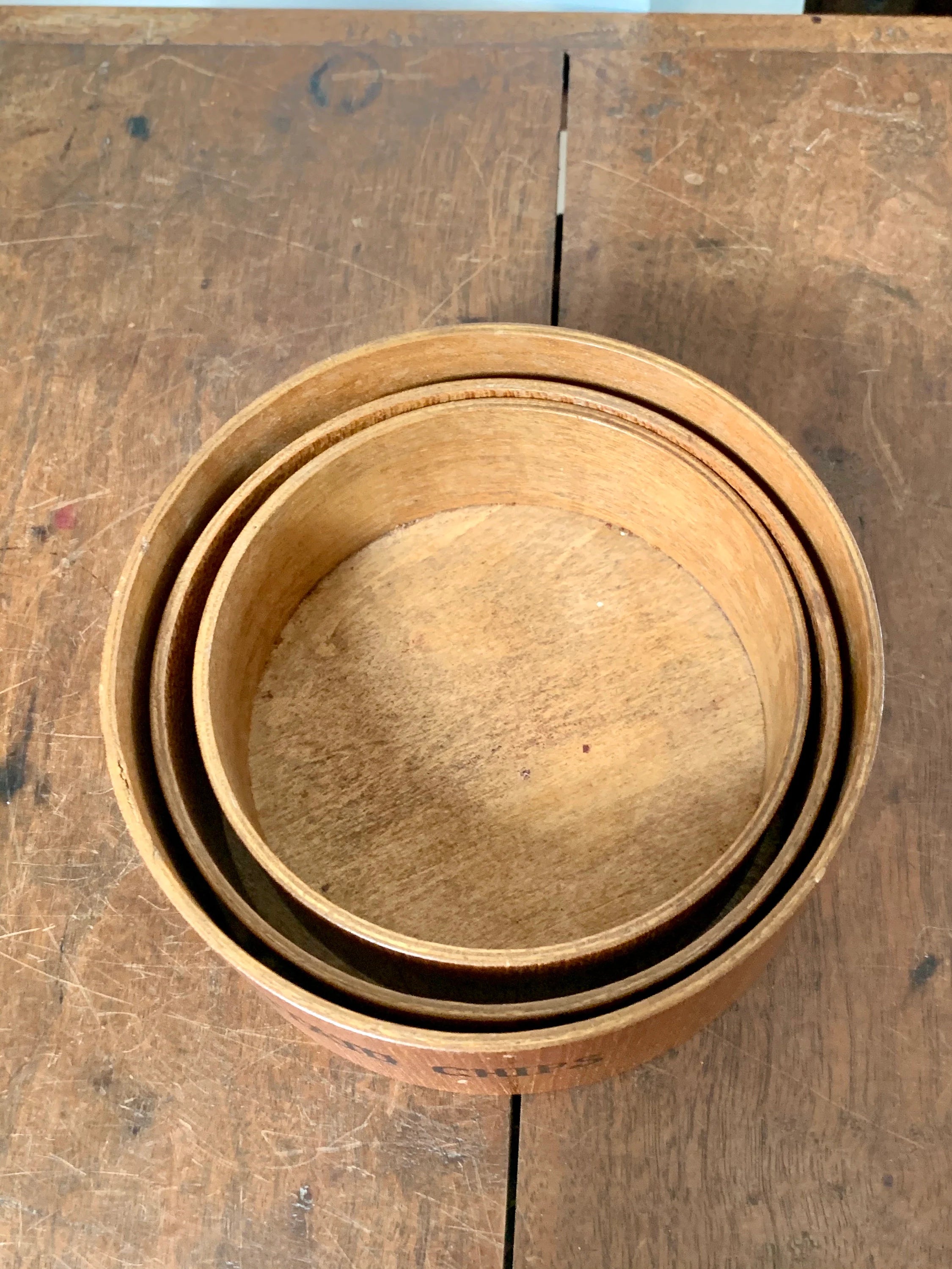 3 Vintage Wood Snack Bowls | Potato, Pretzels and Peanuts Bowls | Happy Hour Snack Bowls | Wooden Italian Nesting Snack Bowls | Man Cave Decor