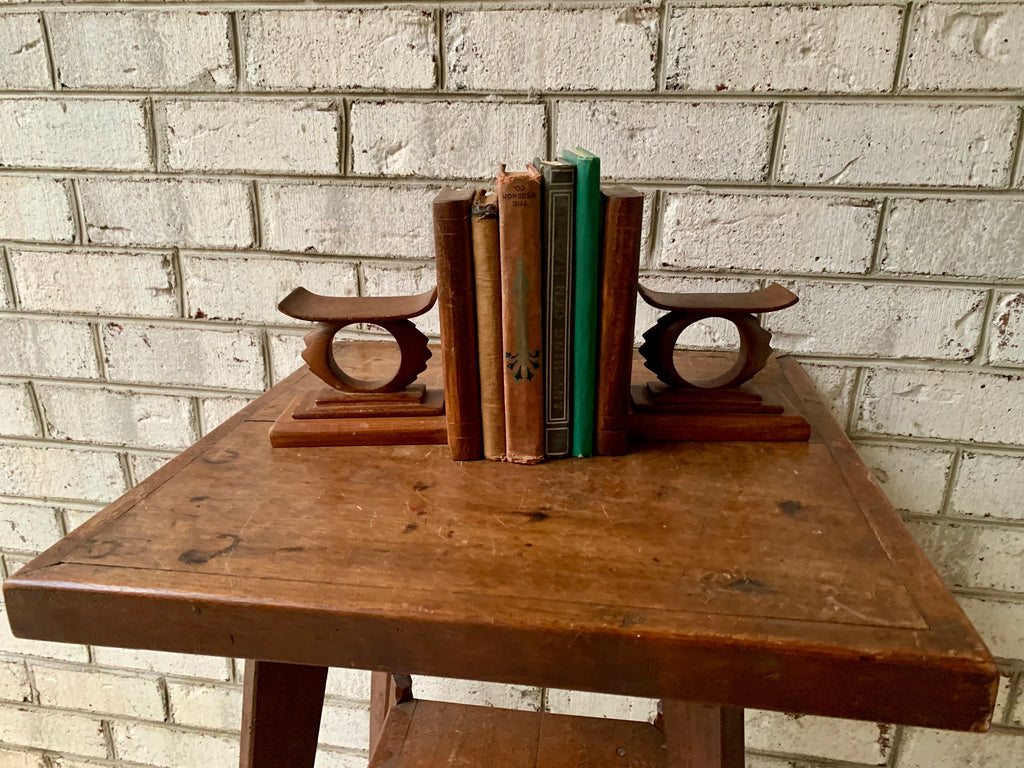 MCM Wood Bookends | Danish Modern Wood Bookends | Unique Wooden Bookends | Art Deco Wood Bookends