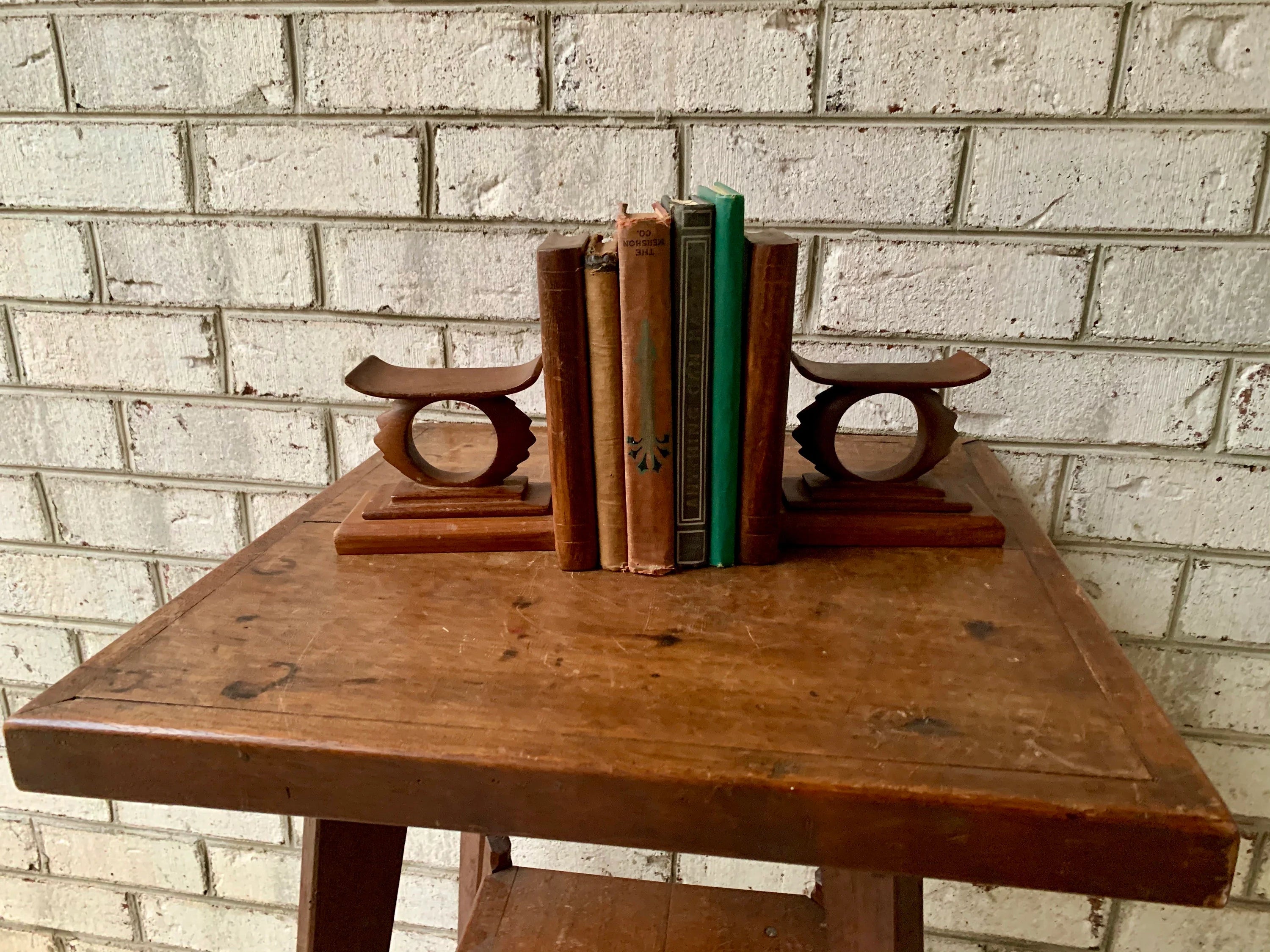 MCM Wood Bookends | Danish Modern Wood Bookends | Unique Wooden Bookends | Art Deco Wood Bookends