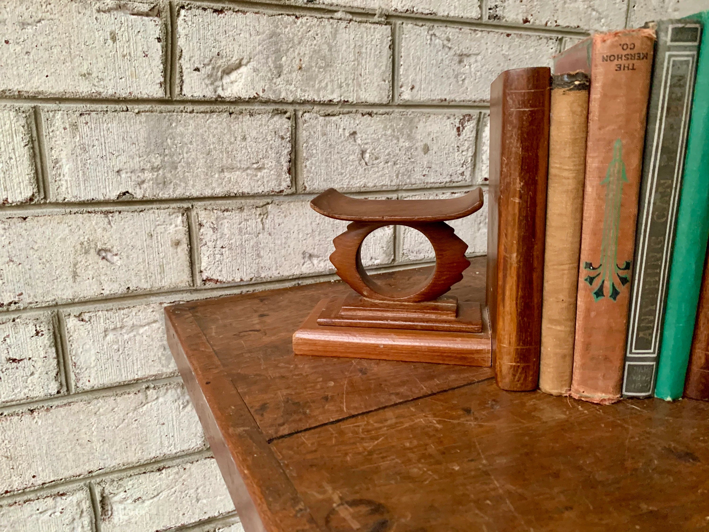 MCM Wood Bookends | Danish Modern Wood Bookends | Unique Wooden Bookends | Art Deco Wood Bookends