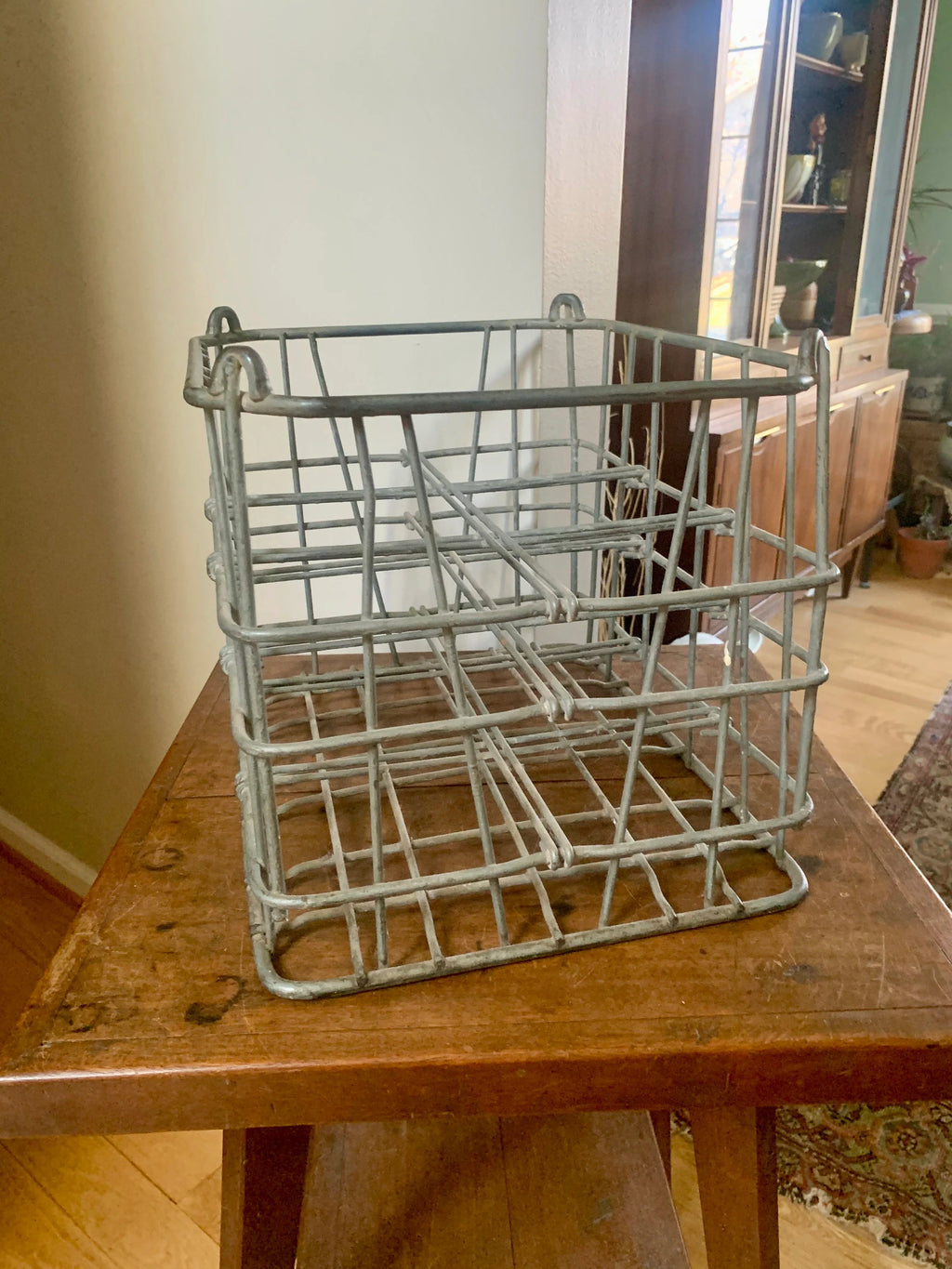 Vtg Metal Milk Crate | Rustic Metal Milk Crate | Antique Milk Bottle Crate | Rustic Storage | Rustic Plant Stand | Wine Bottle Storage