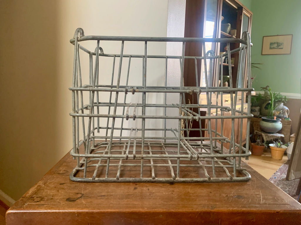 Vtg Metal Milk Crate | Rustic Metal Milk Crate | Antique Milk Bottle Crate | Rustic Storage | Rustic Plant Stand | Wine Bottle Storage