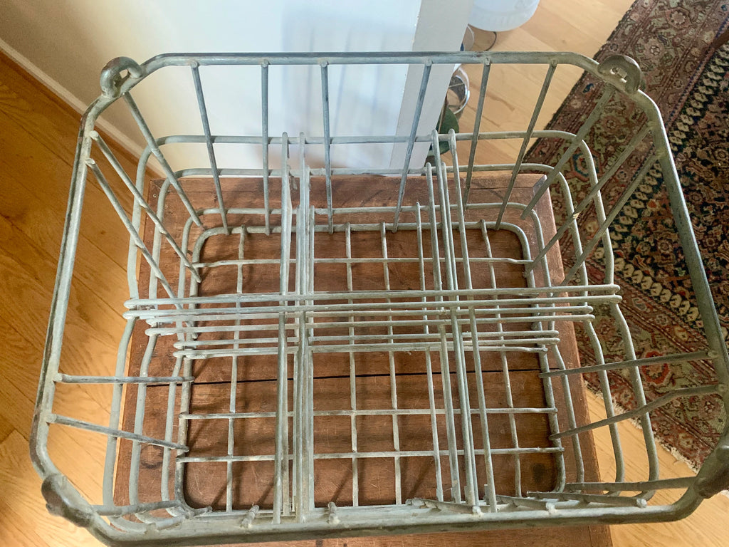 Vtg Metal Milk Crate | Rustic Metal Milk Crate | Antique Milk Bottle Crate | Rustic Storage | Rustic Plant Stand | Wine Bottle Storage
