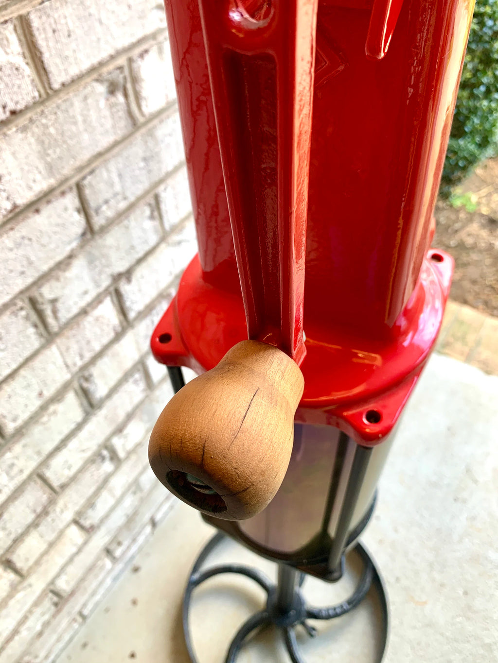 Antique Gasoline/Oil Hand Pump Lamp | Unique Petroleum Pump Lamp | Red and Black Hand Crank Gas Pump Floor Lamp | Garage Lamp