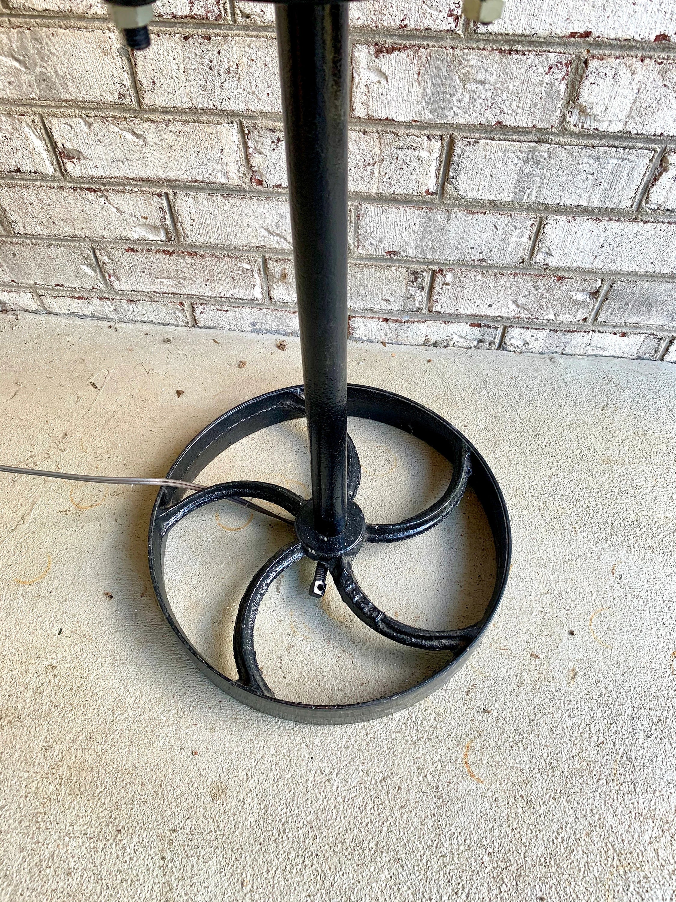 Antique Gasoline/Oil Hand Pump Lamp | Unique Petroleum Pump Lamp | Red and Black Hand Crank Gas Pump Floor Lamp | Garage Lamp