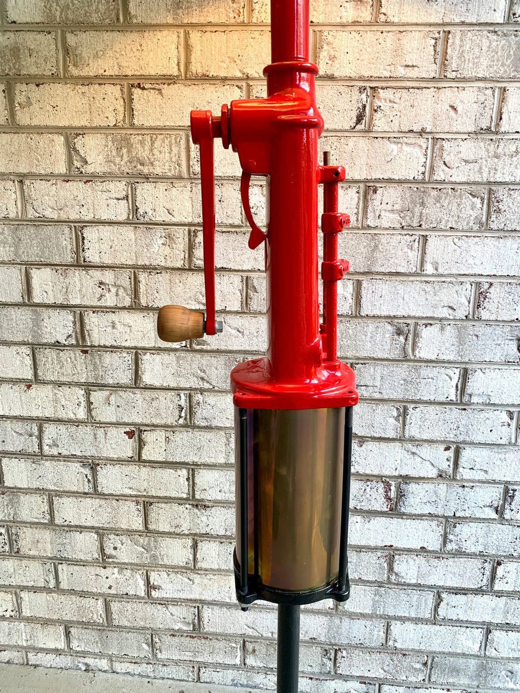 Antique Gasoline/Oil Hand Pump Lamp | Unique Petroleum Pump Lamp | Red and Black Hand Crank Gas Pump Floor Lamp | Garage Lamp
