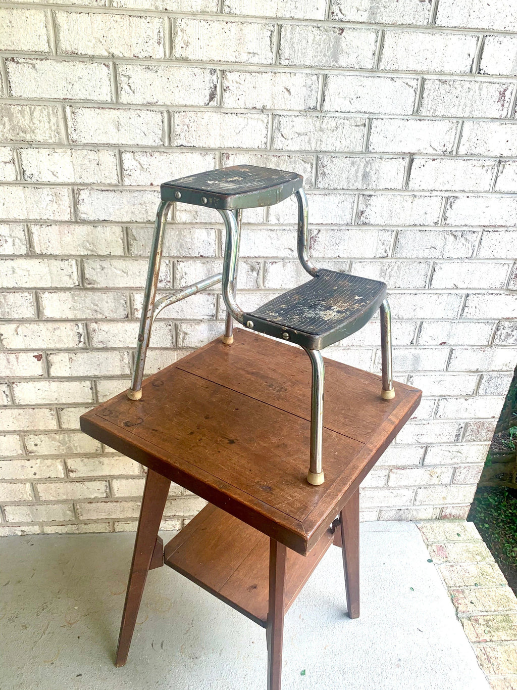Distressed Step Stool | Vintage Ames Maid Step Stool | Weather Step Stool | Rustic Step Stool | Kitchen Stool | Plant Stand
