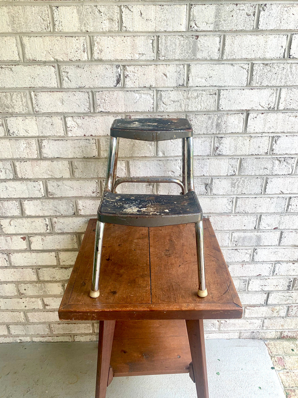 Distressed Step Stool | Vintage Ames Maid Step Stool | Weather Step Stool | Rustic Step Stool | Kitchen Stool | Plant Stand